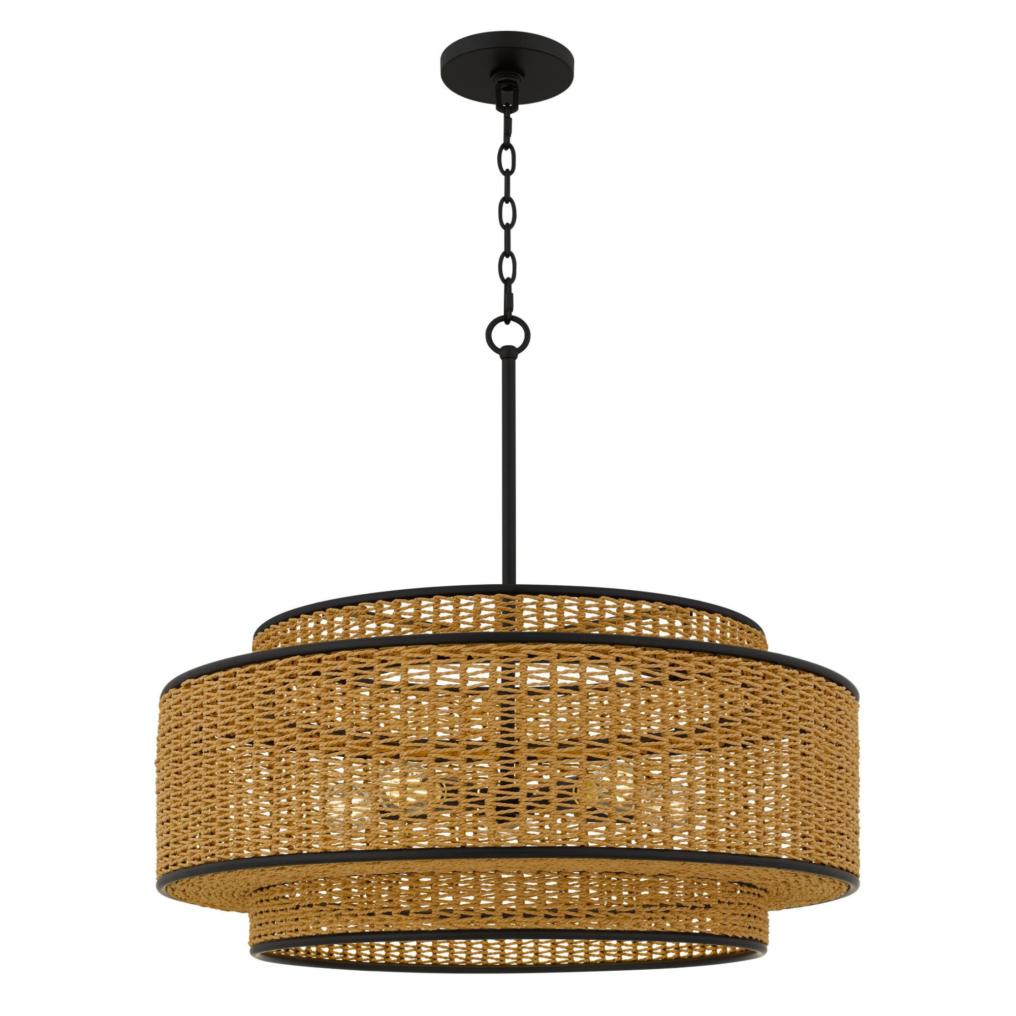Shown in Matte Black finish and Rope shade