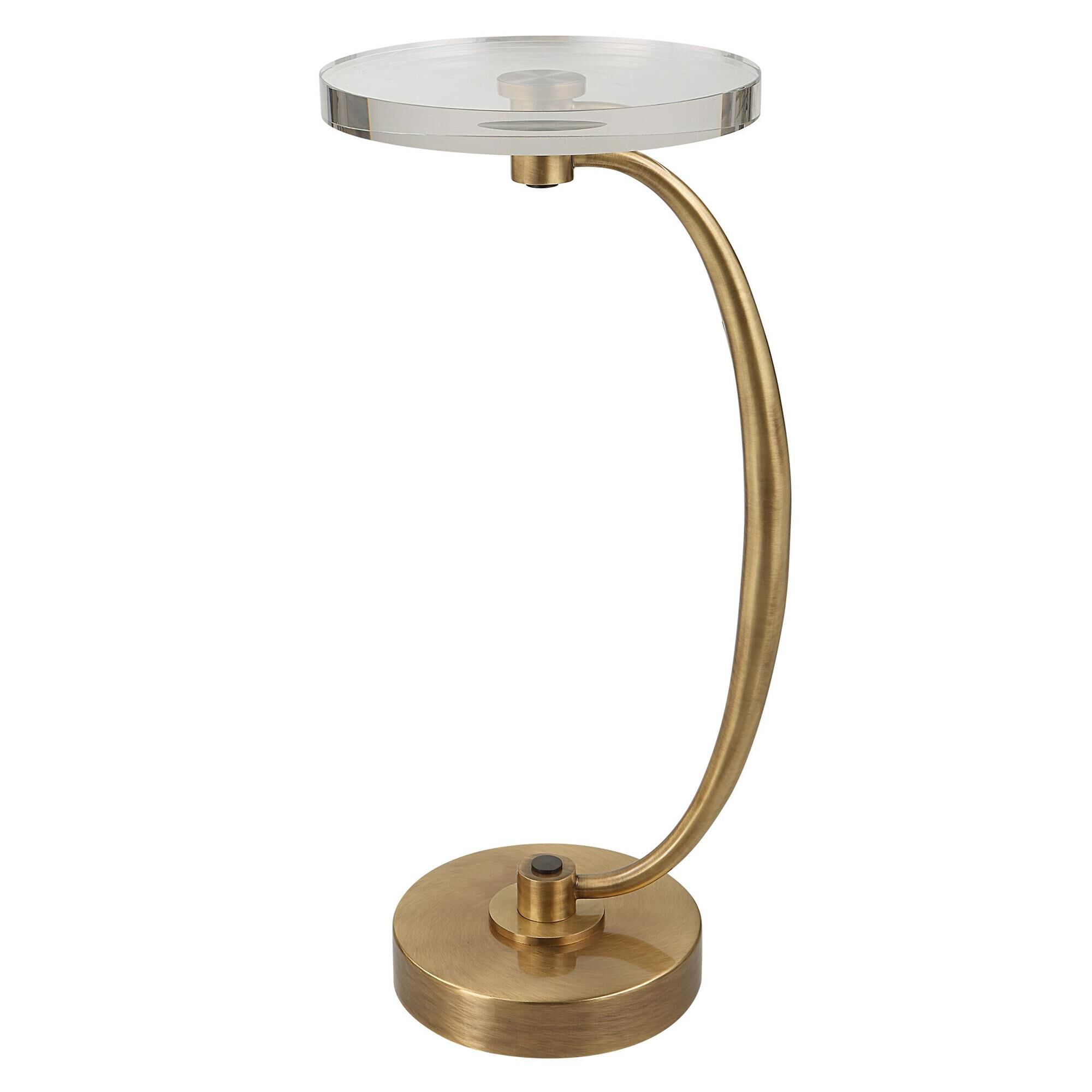 Shown in Minimal Yet Sophisticated, The Waveney Drink Table Displays A Sleek Curved Iron Base In Antique Bras finish