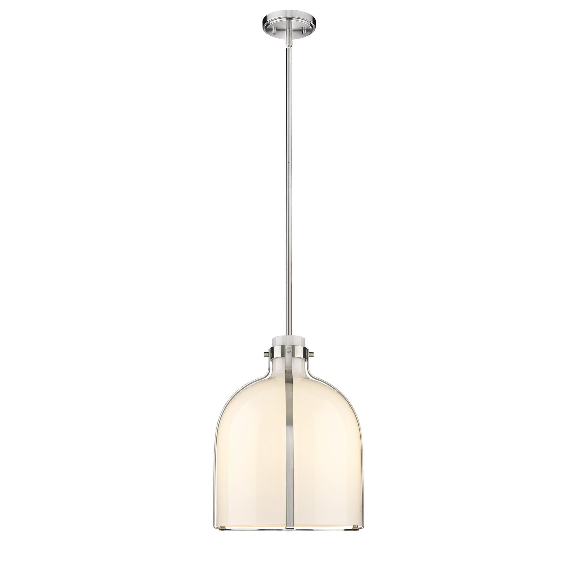 Shown in Brushed Nickel finish and Glass shade