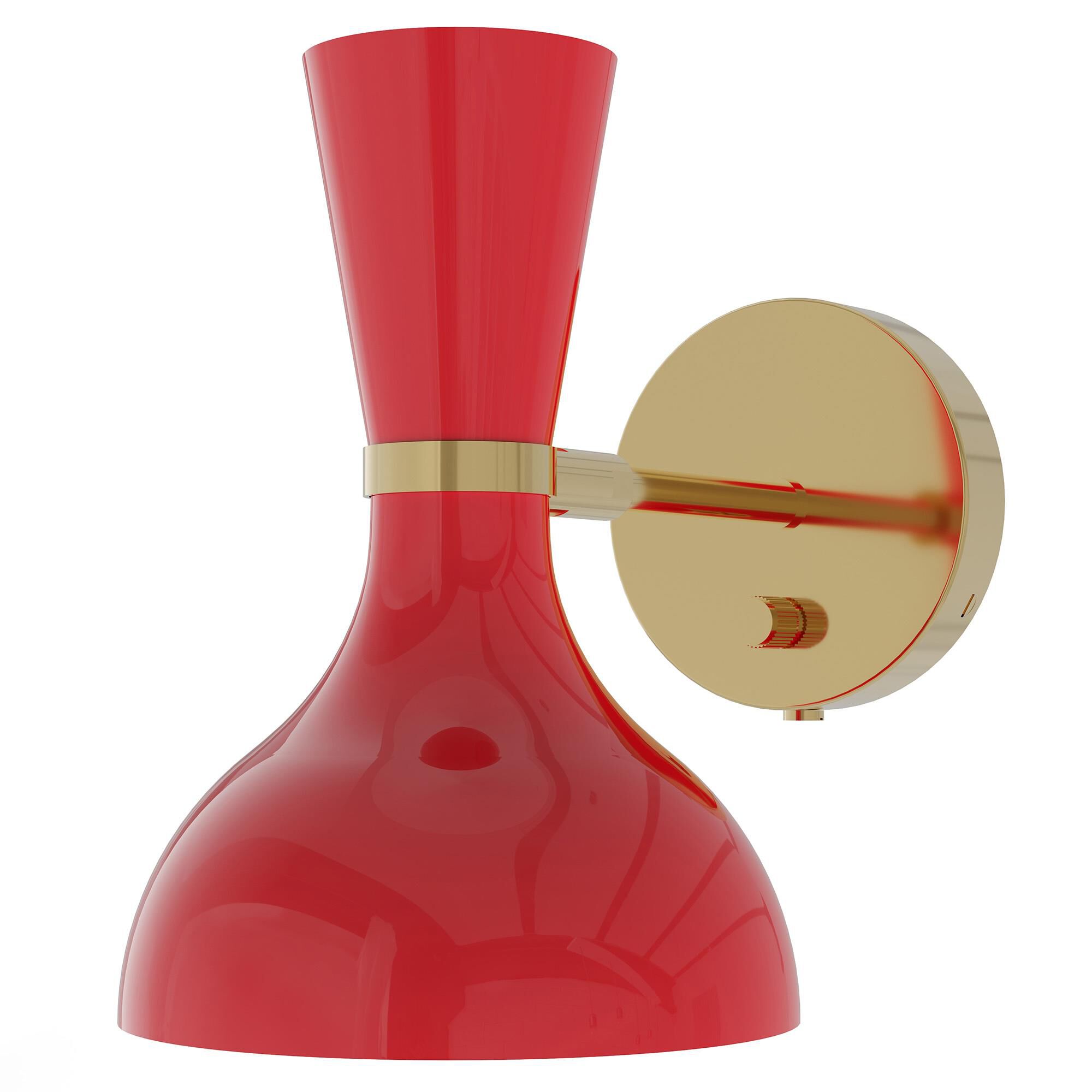 Shown in Modern Brass finish and Ruby Red shade