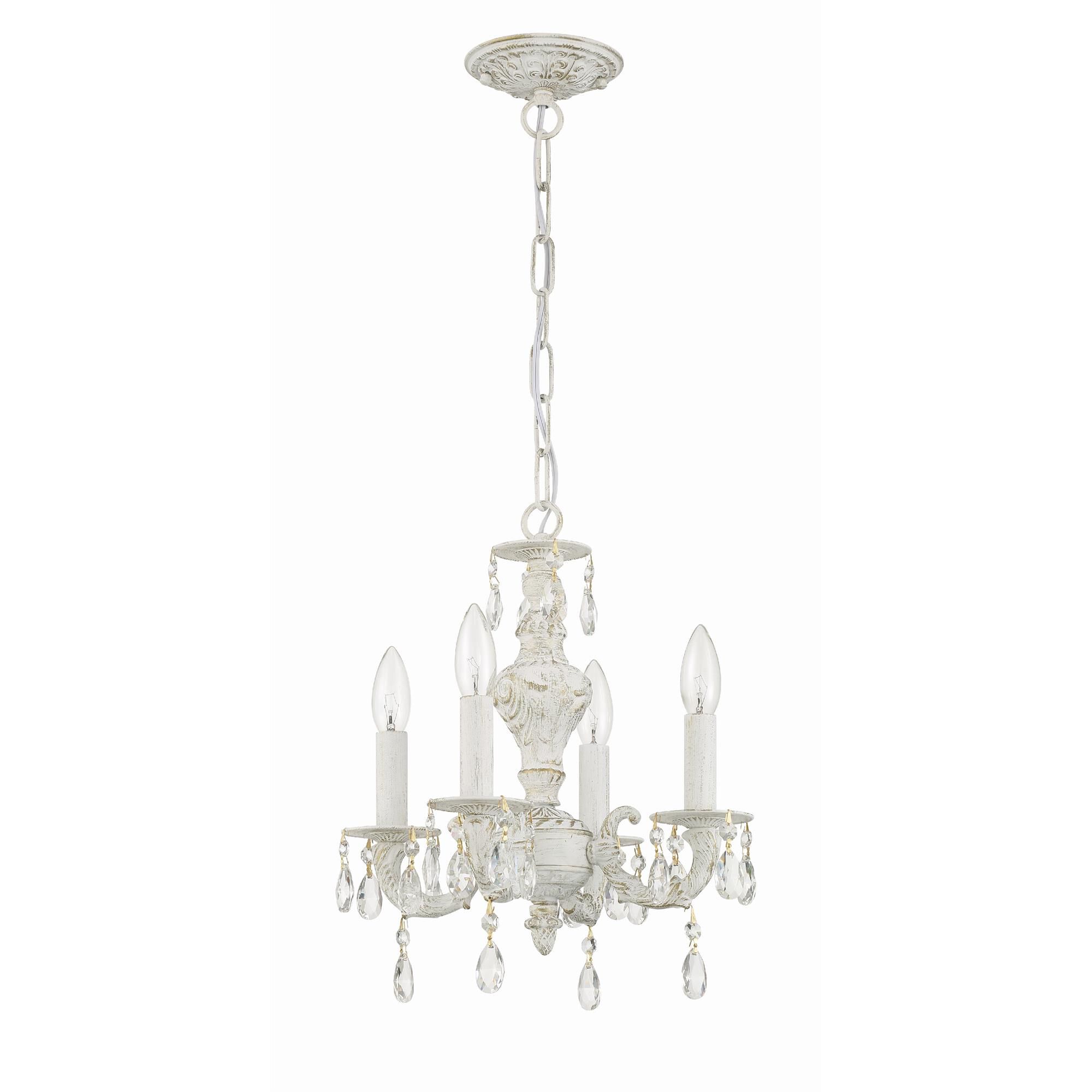 Shown in Antique White finish and Hand Cut Crystal crystal