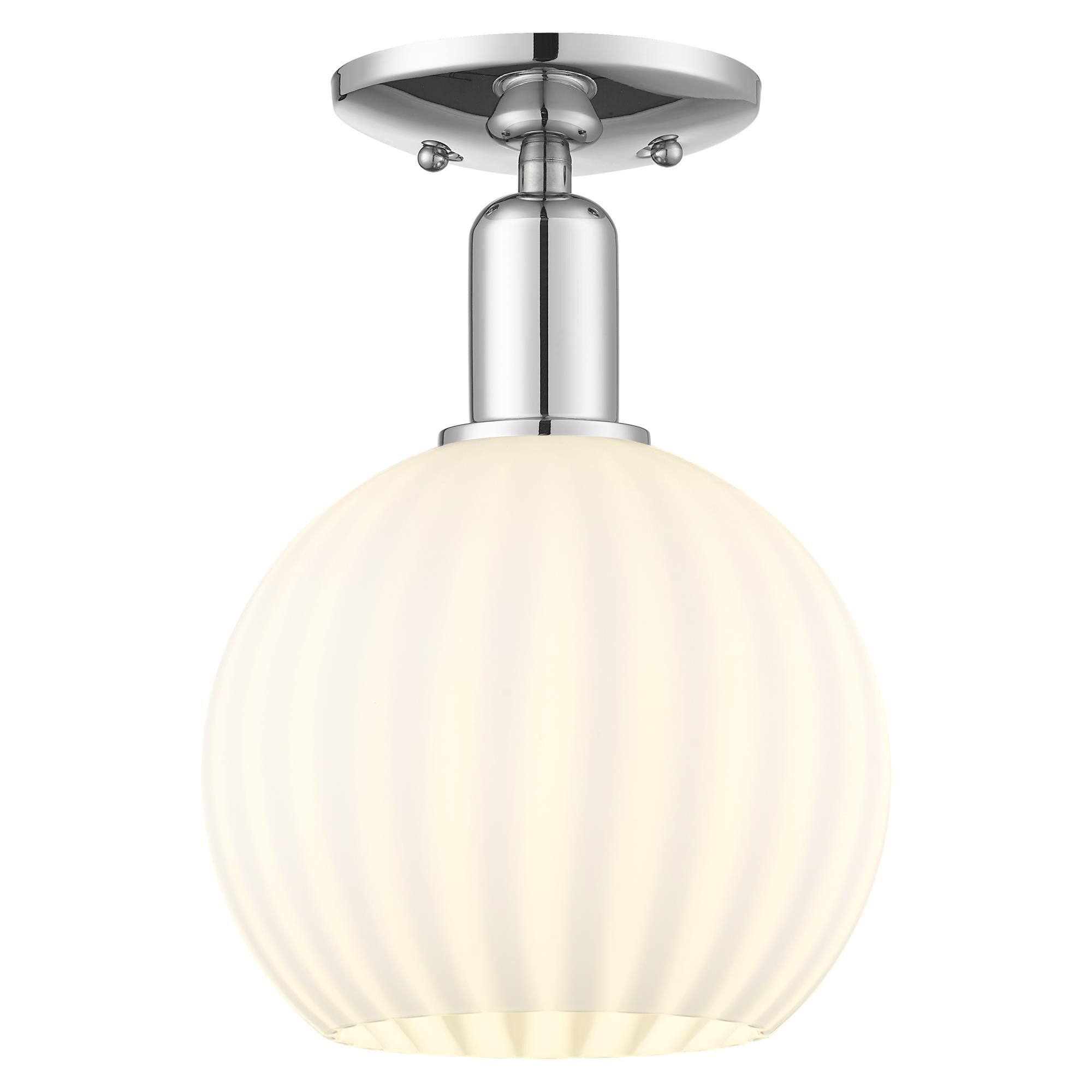 Shown in Polished Chrome finish and White Venetian glass