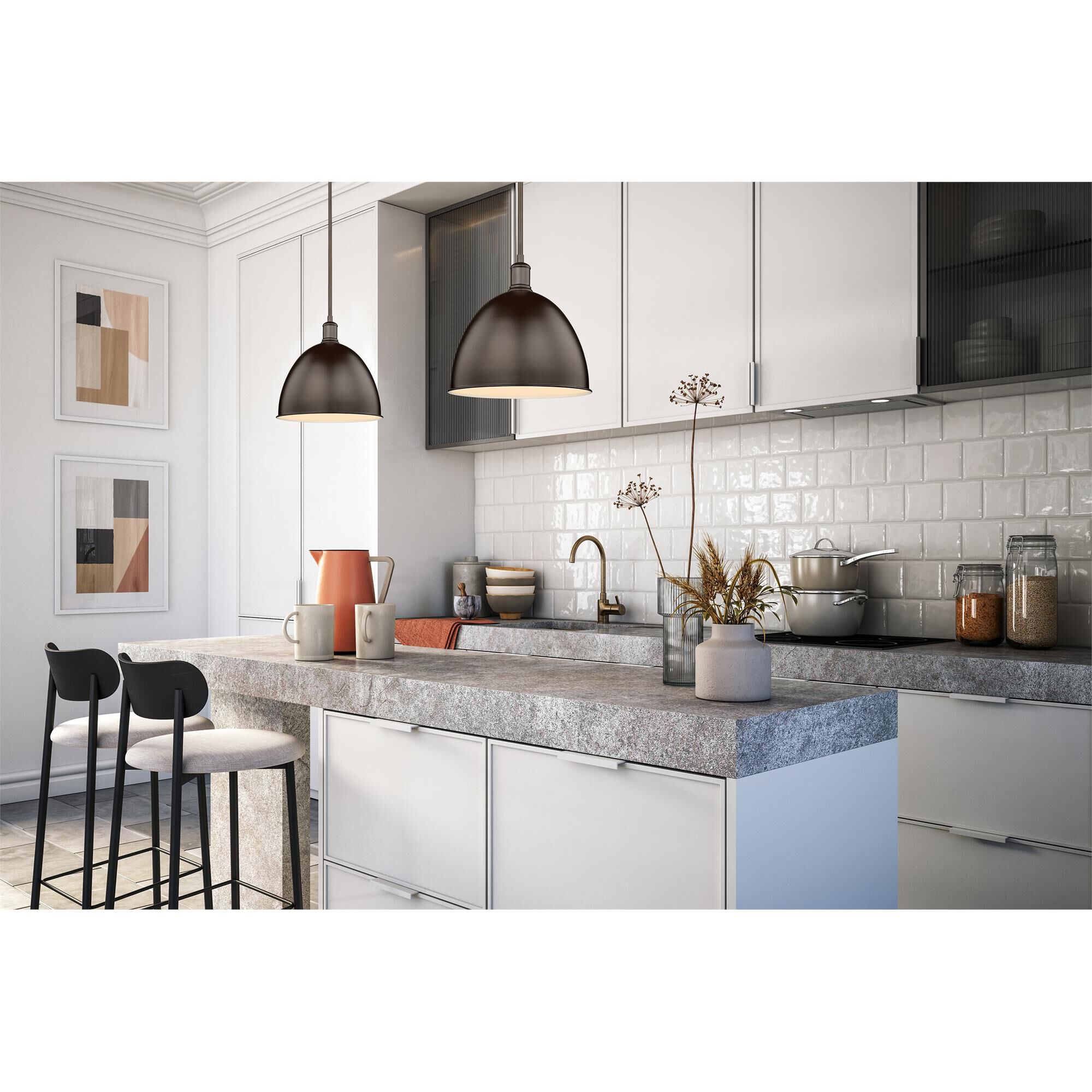 Shown in Bronze finish and Bronze glass and Bronze shade
