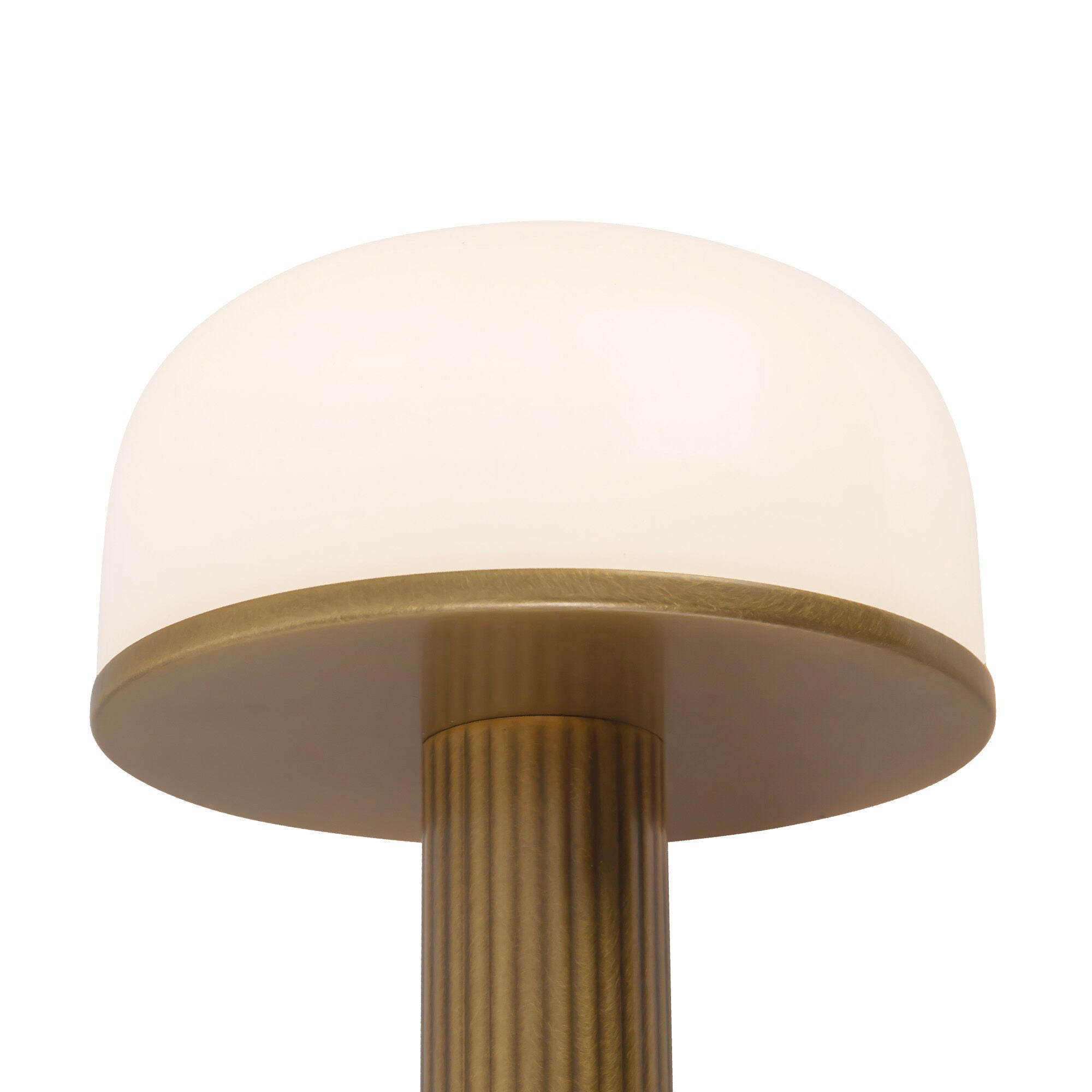 Shown in Vintage Brass finish and Glossy Opal glass