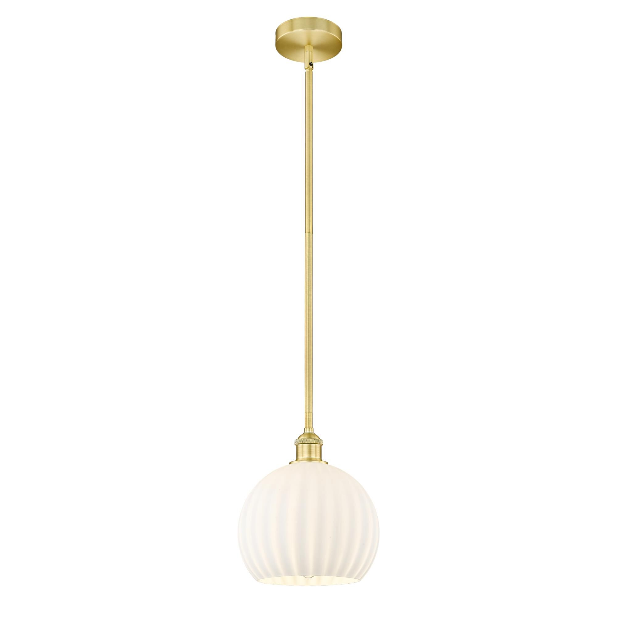 Shown in Satin Gold finish and White Venetian glass