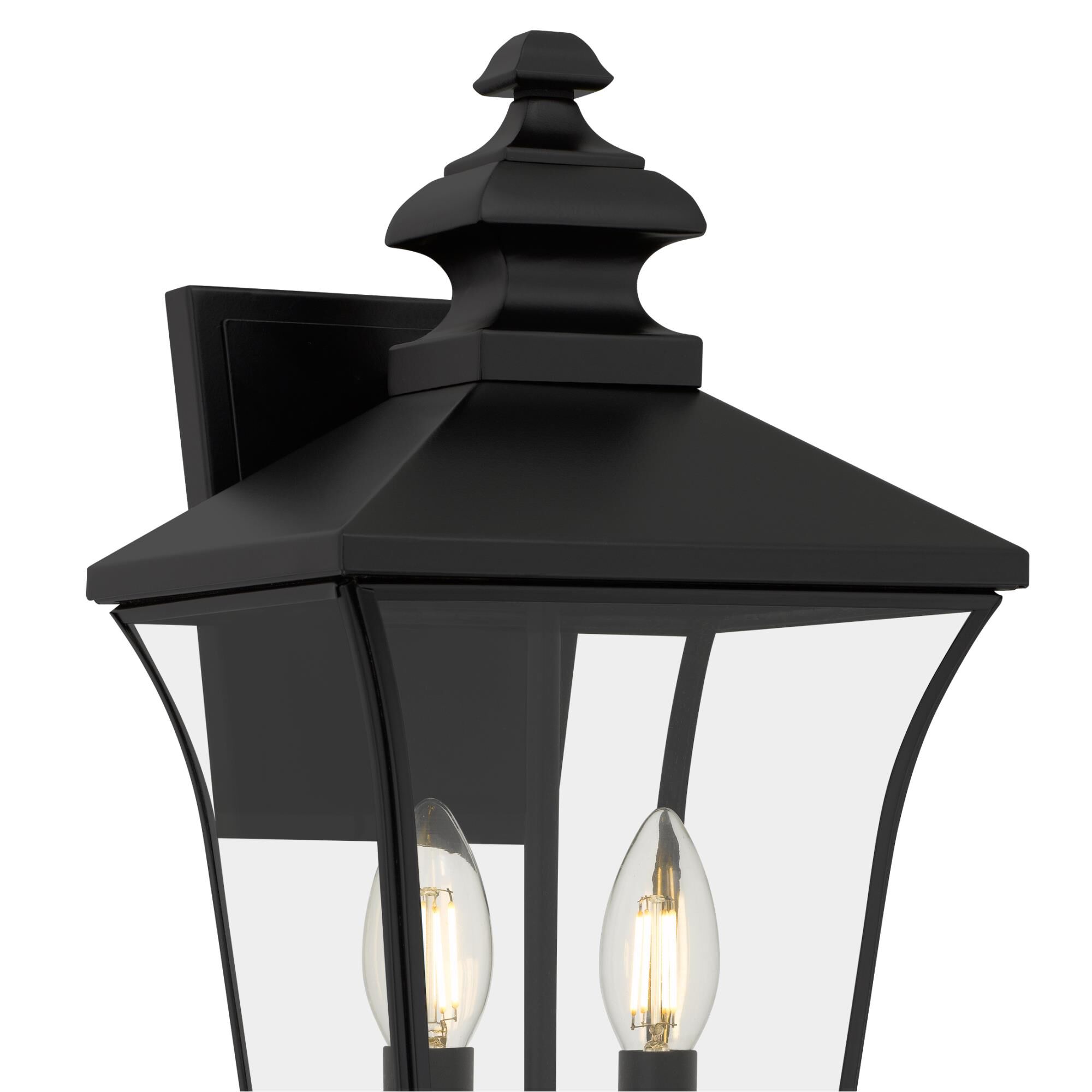 Shown in Matte Black finish and Clear  Glass shade