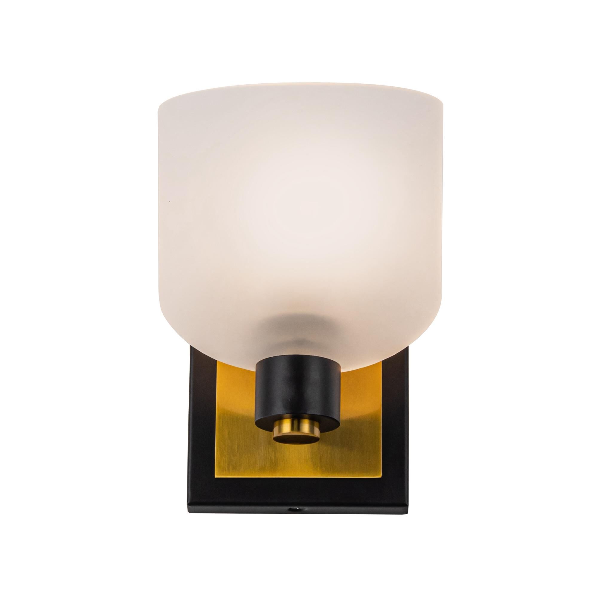 Shown in Black And Brushed Brass finish and Glass shade