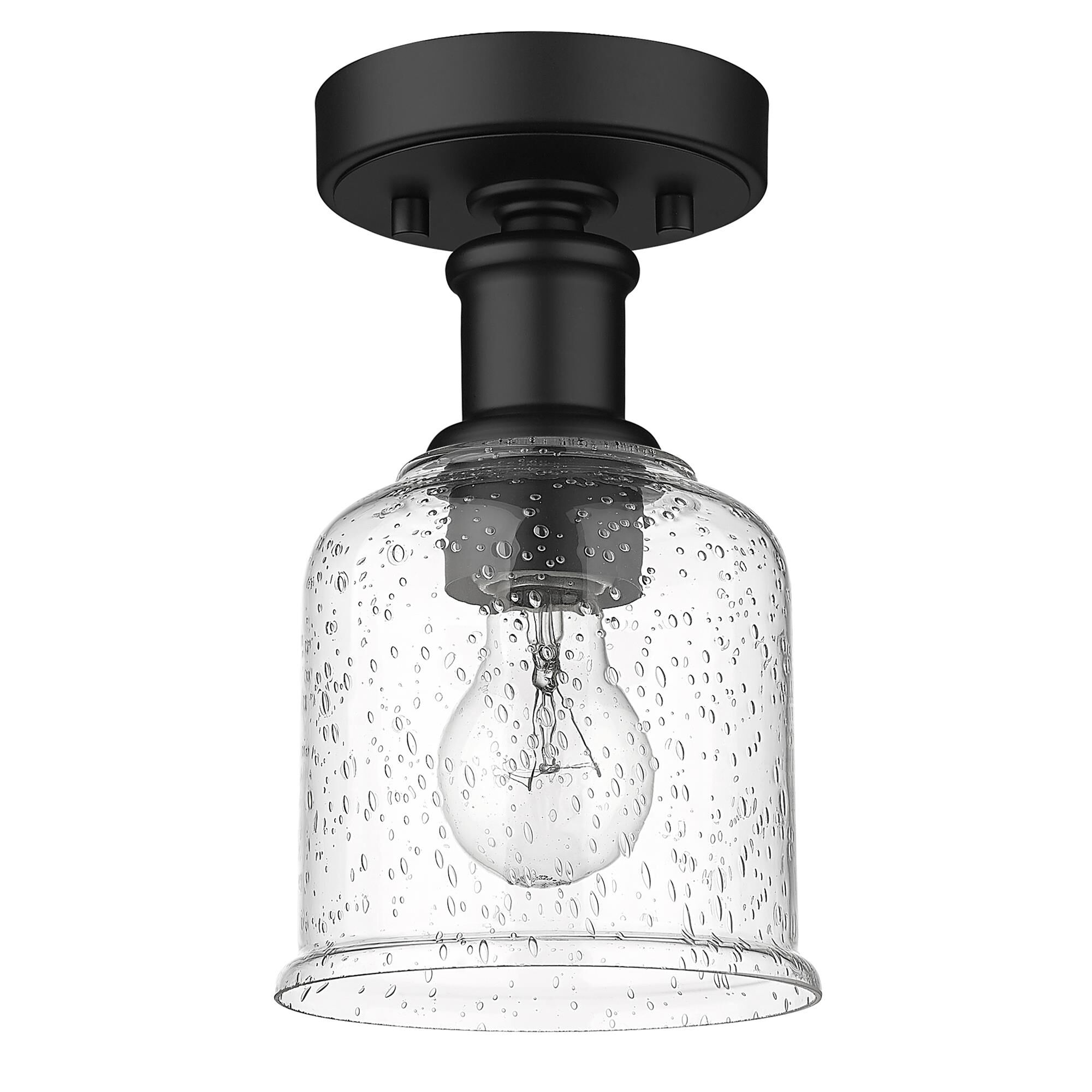 Shown in Matte Black finish and Clear Seedy glass