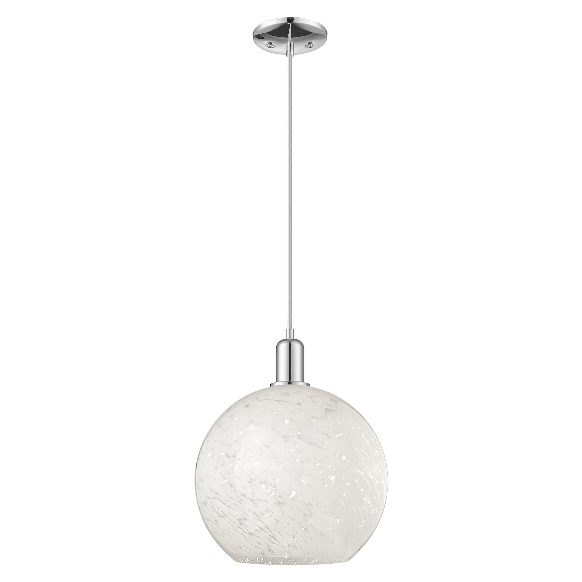 Shown in Polished Chrome finish and White Mouchette glass