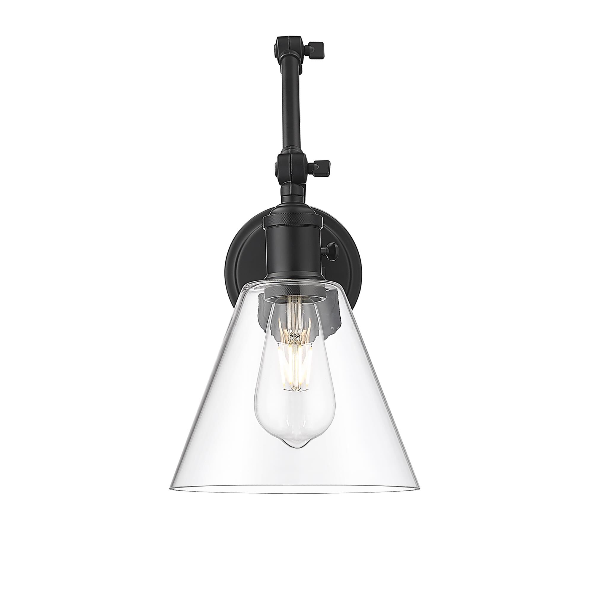 Shown in Matte Black finish and Matte Black glass and Matte Black shade