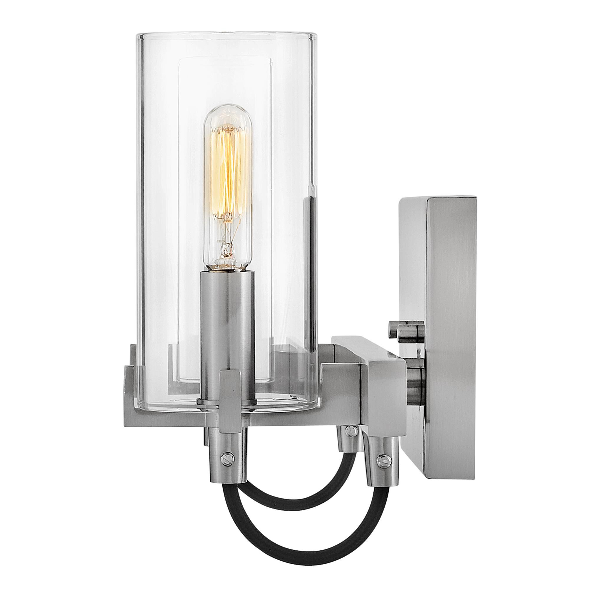 Shown in Brushed Nickel finish and Clear glass
