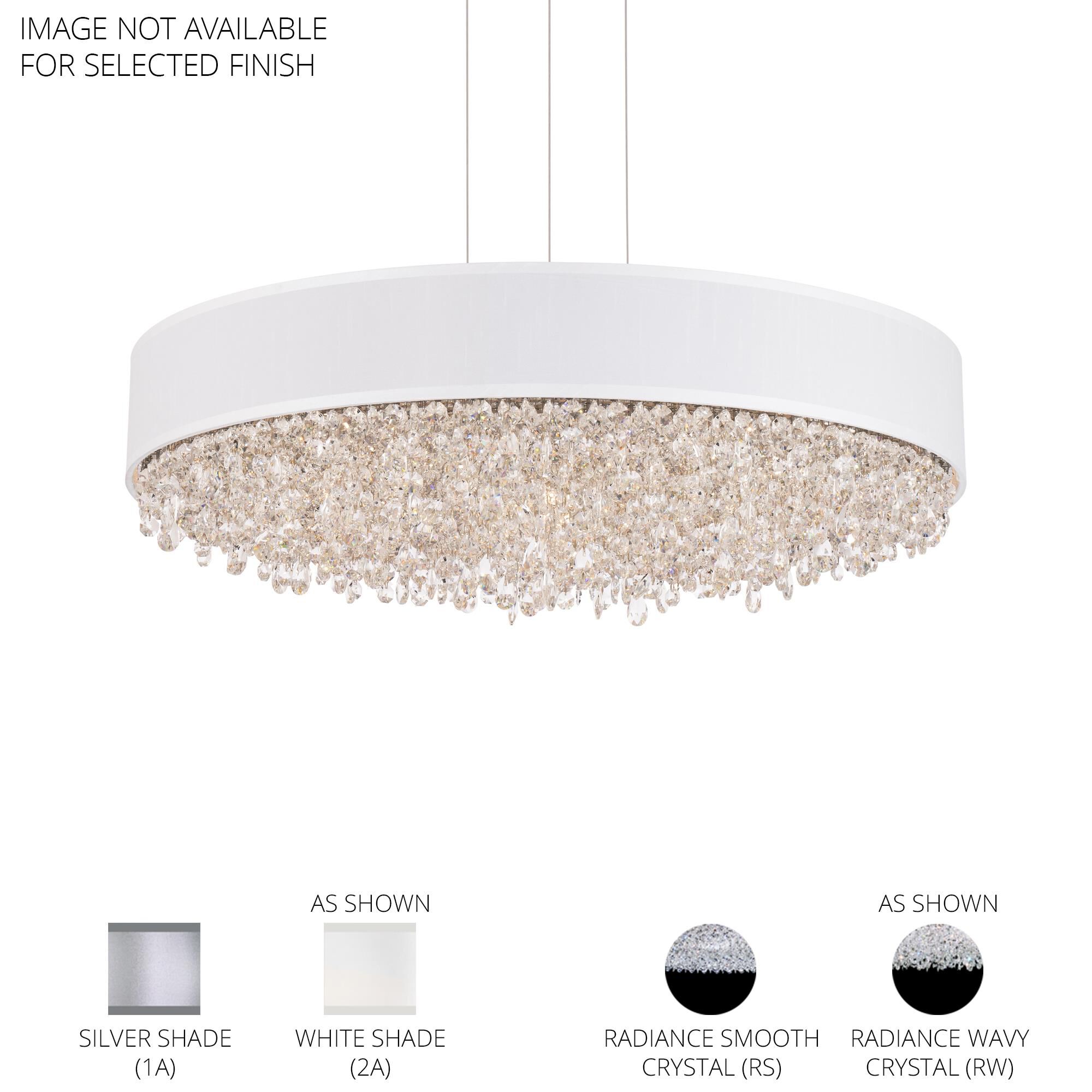 Shown in Polished Stainless Steel finish and Smooth Radiance crystal and Fabric glass