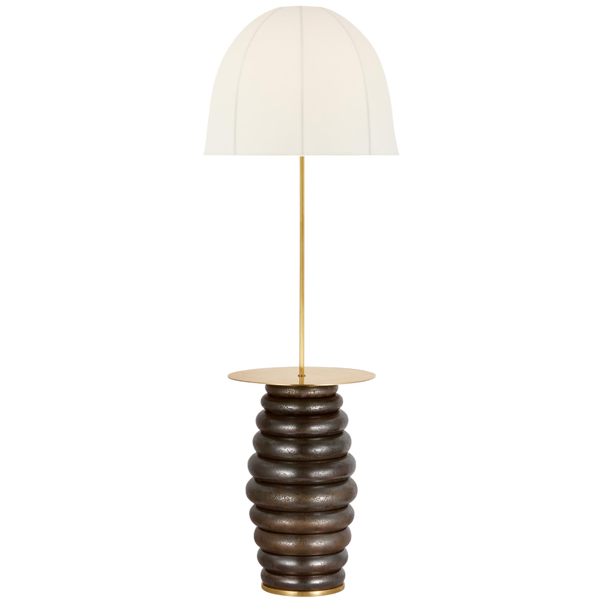 Shown in Crystal Bronze finish and Domed Linen shade