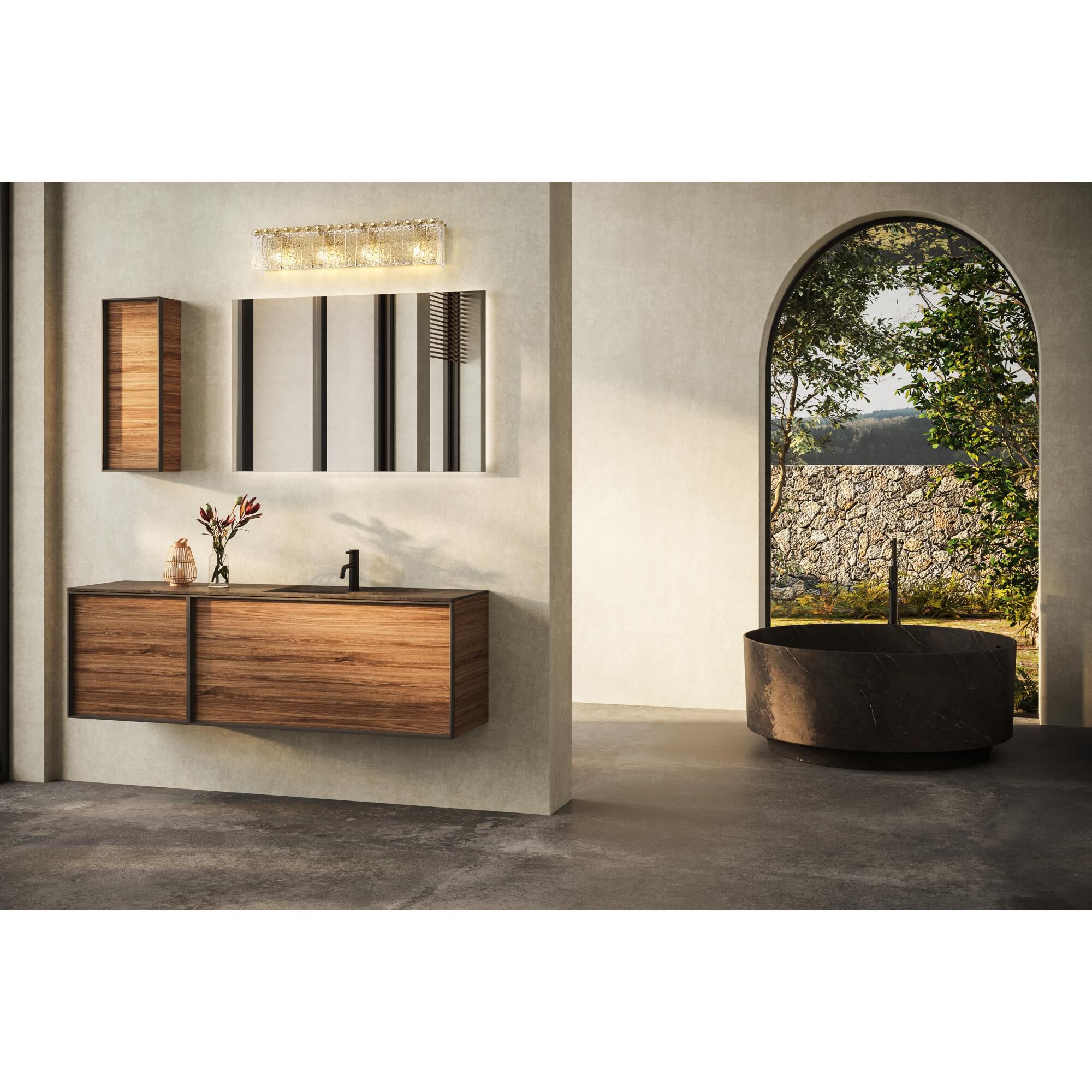 Shown in Modern Gold finish and Clear glass and Clear shade