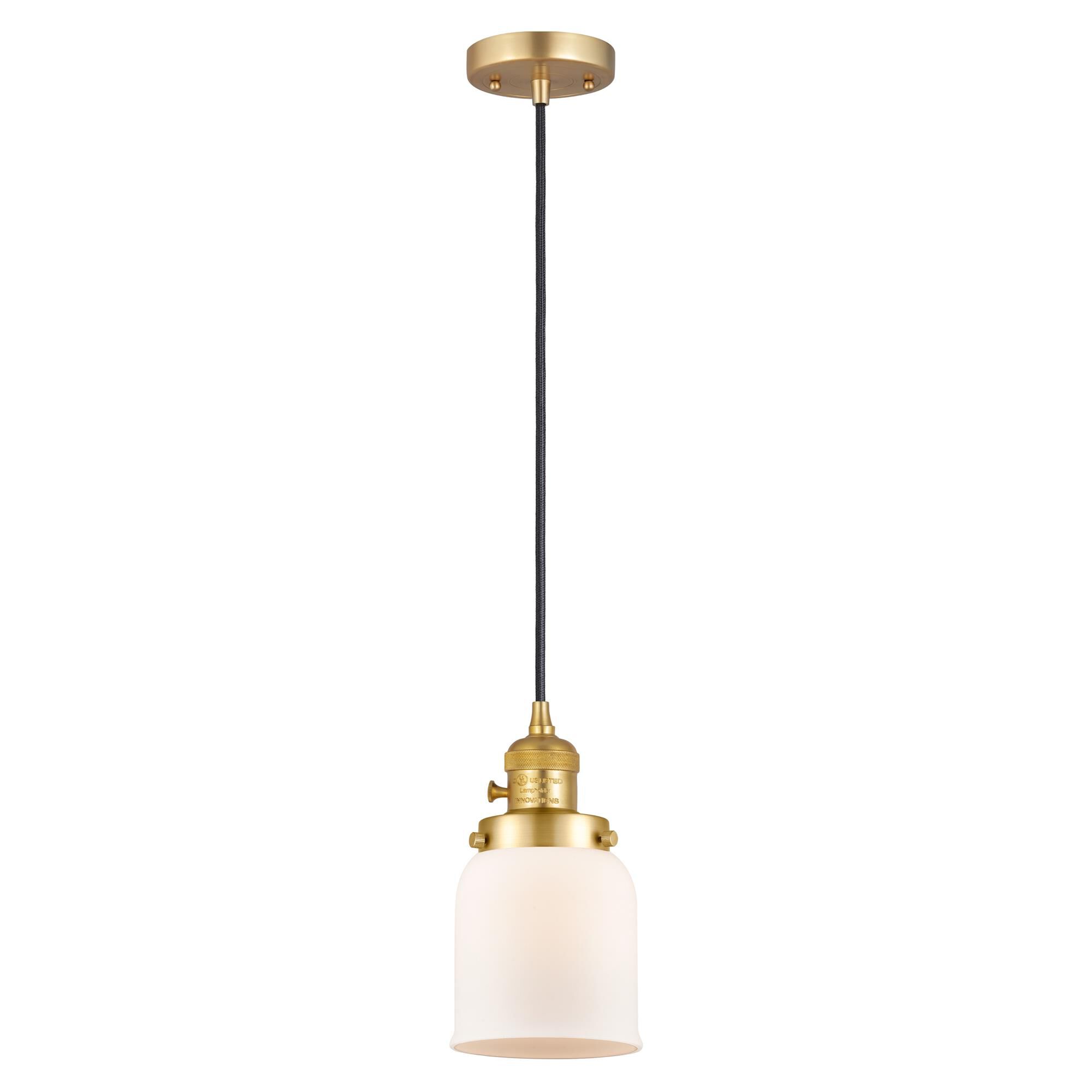 Shown in Satin Gold finish and Matte White glass