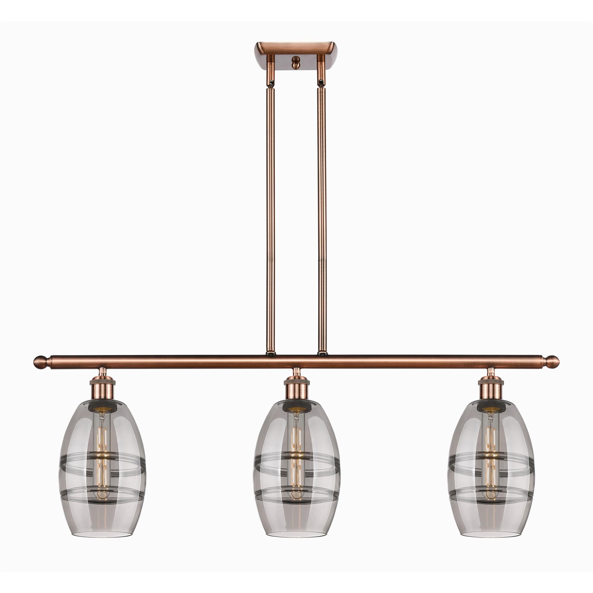 Shown in Antique Copper finish and Light Smoke glass