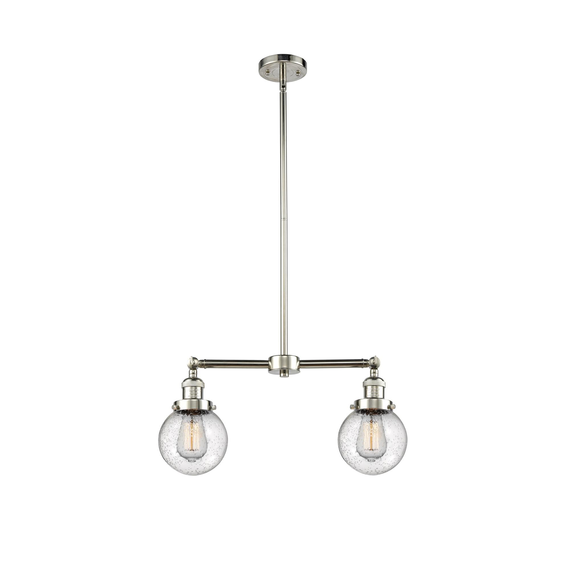Shown in Polished Nickel finish and Seedy glass