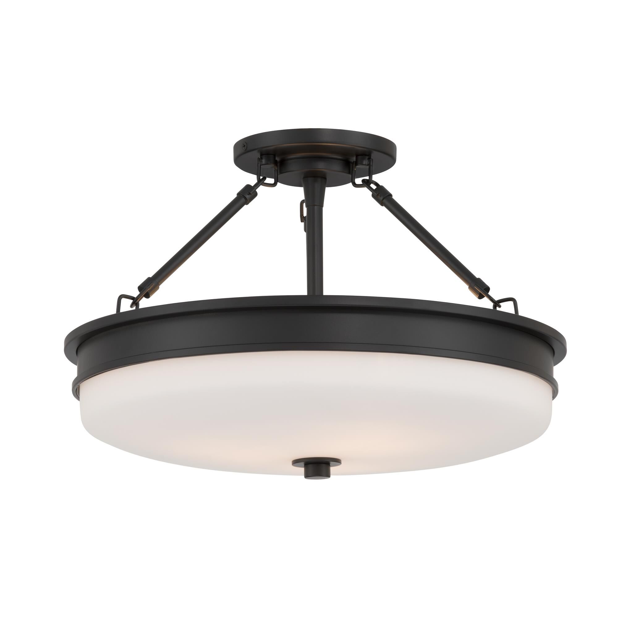 Shown in Dark Matte Black finish and Etched Opal glass