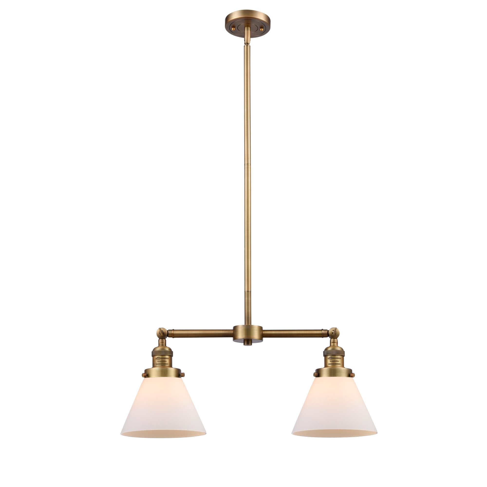 Shown in Brushed Brass finish and Matte White Cased glass