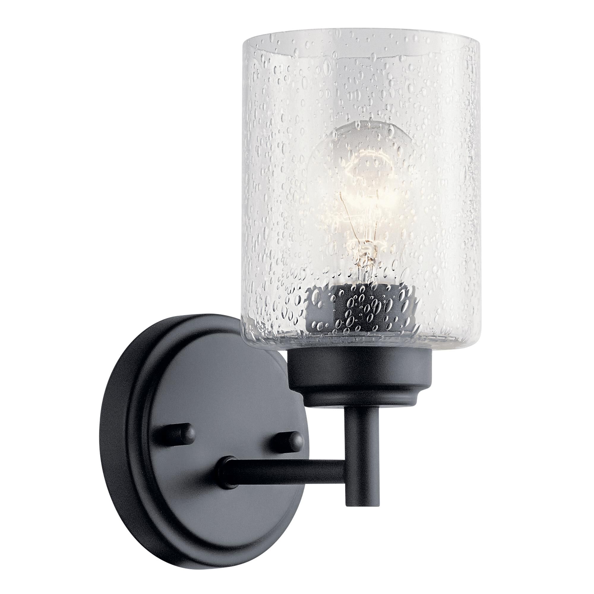 Shown in Black finish and Clear Seeded glass