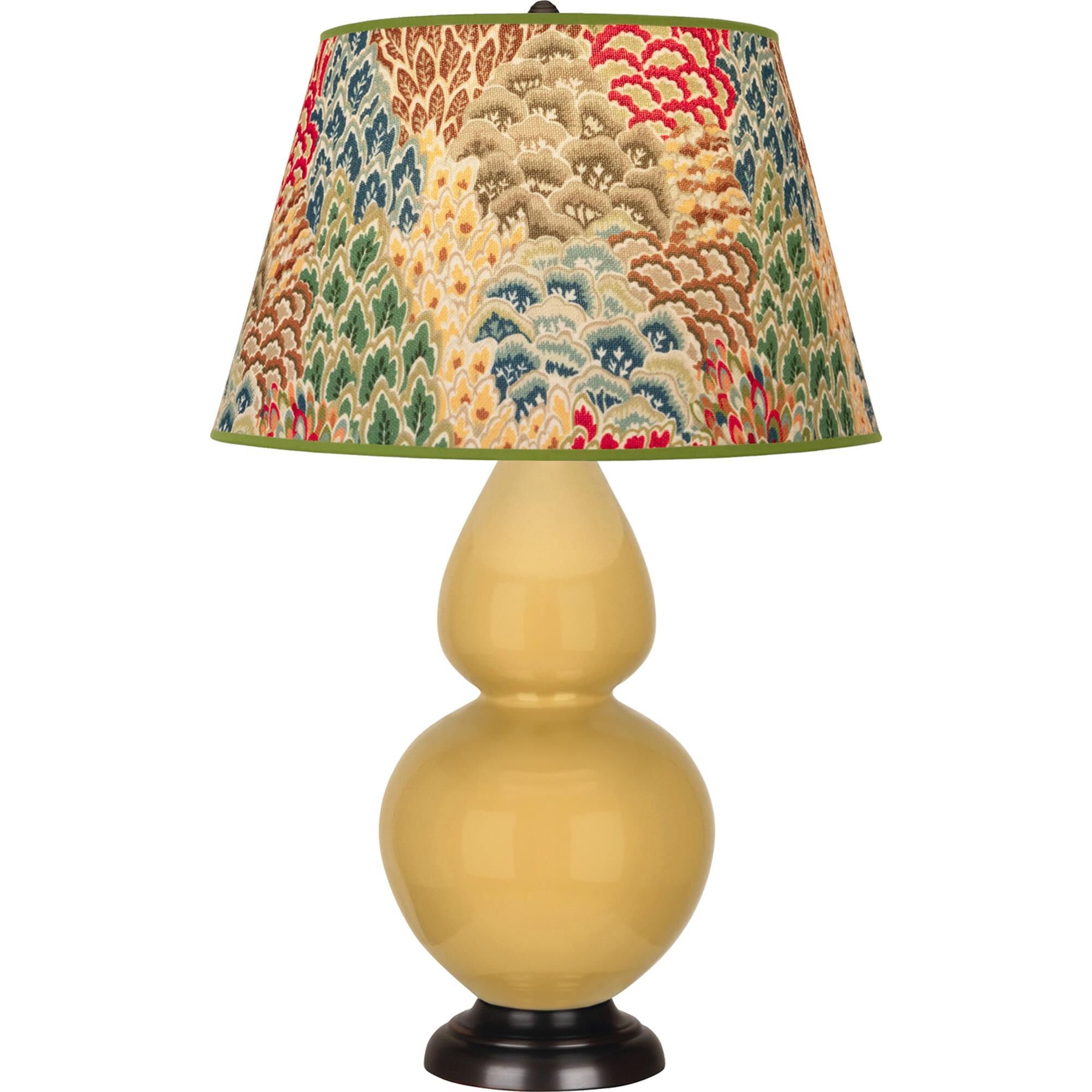 Shown in Sunset Yellow finish and Fall Floral shade and Deep Patina Bronze accent
