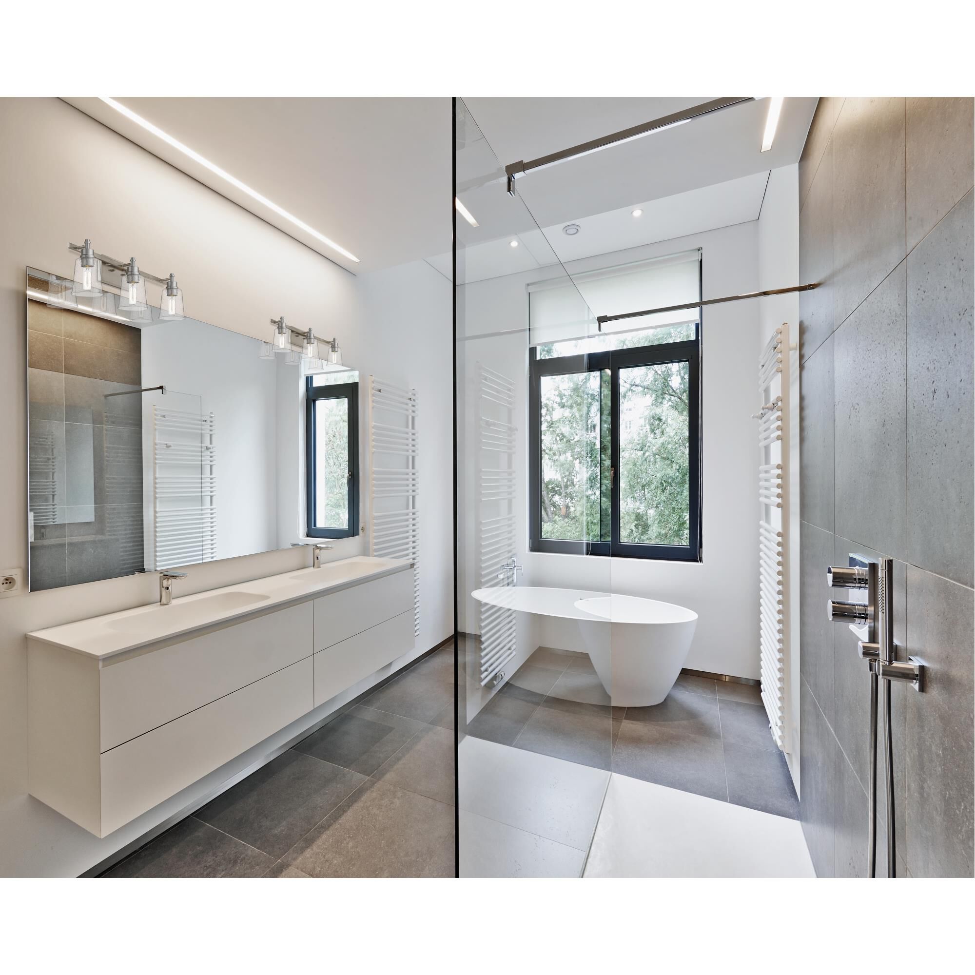 Shown in Brushed Nickel finish and Glass shade