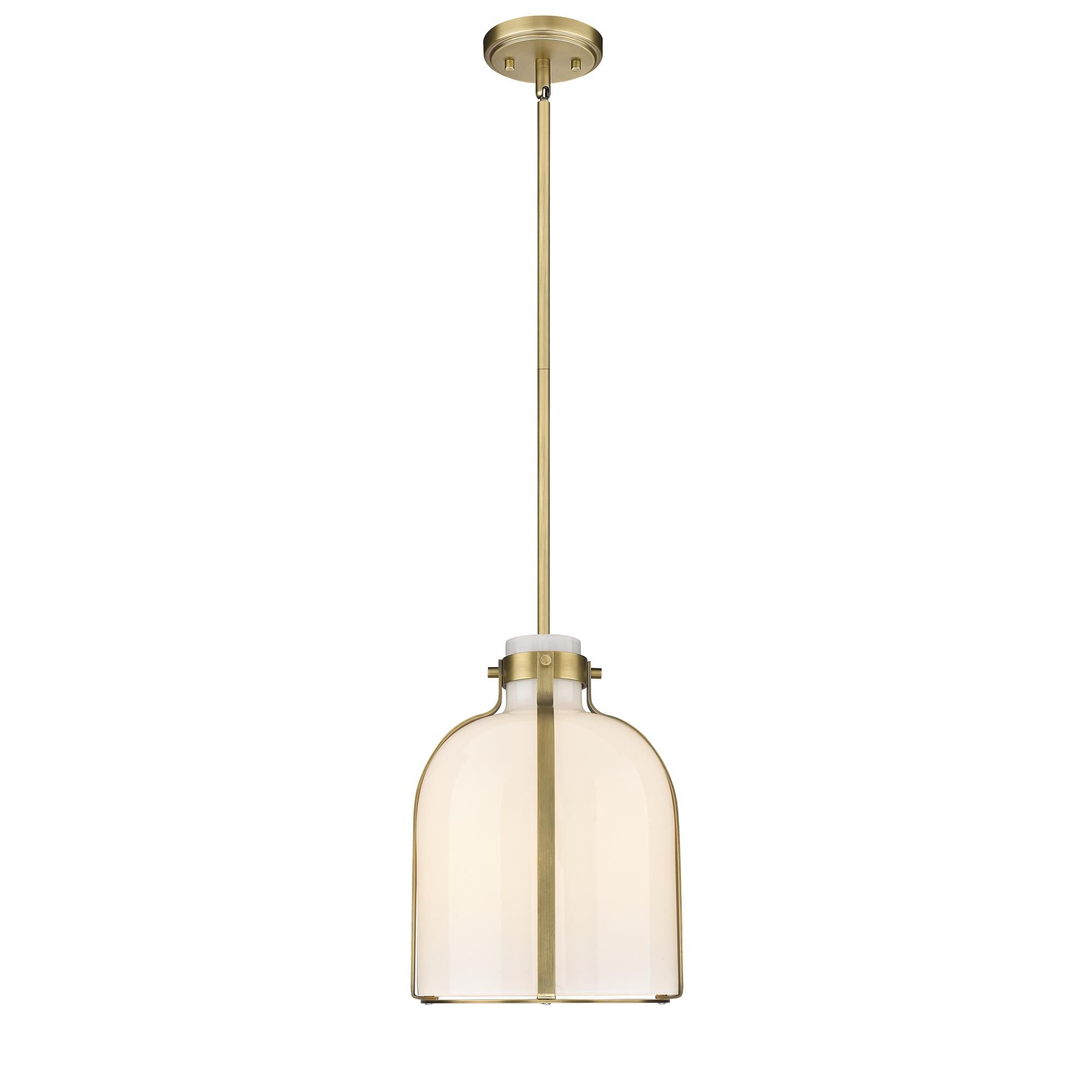Shown in Rubbed Brass finish and Glass shade