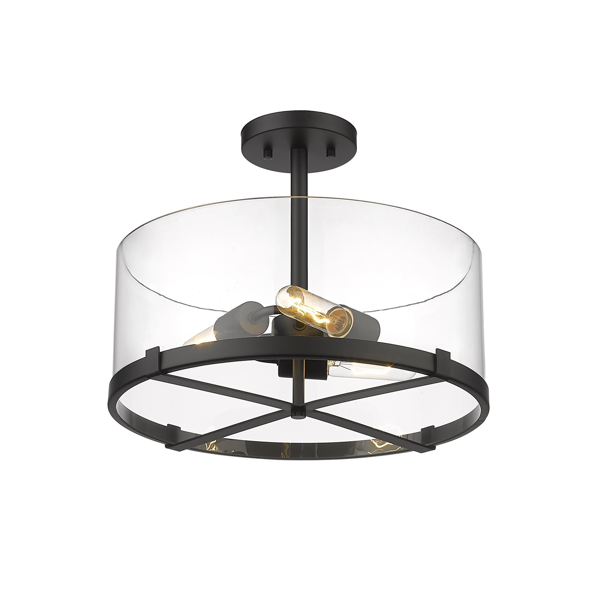 Shown in Matte Black finish and Glass shade