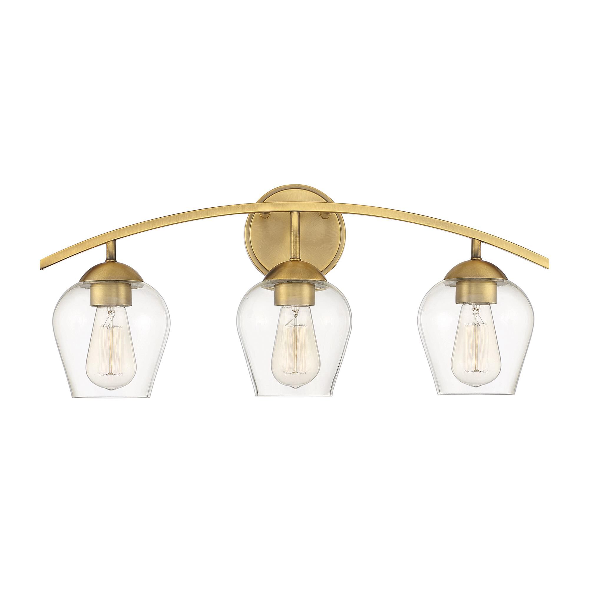 Shown in Natural Brass finish and Clear glass