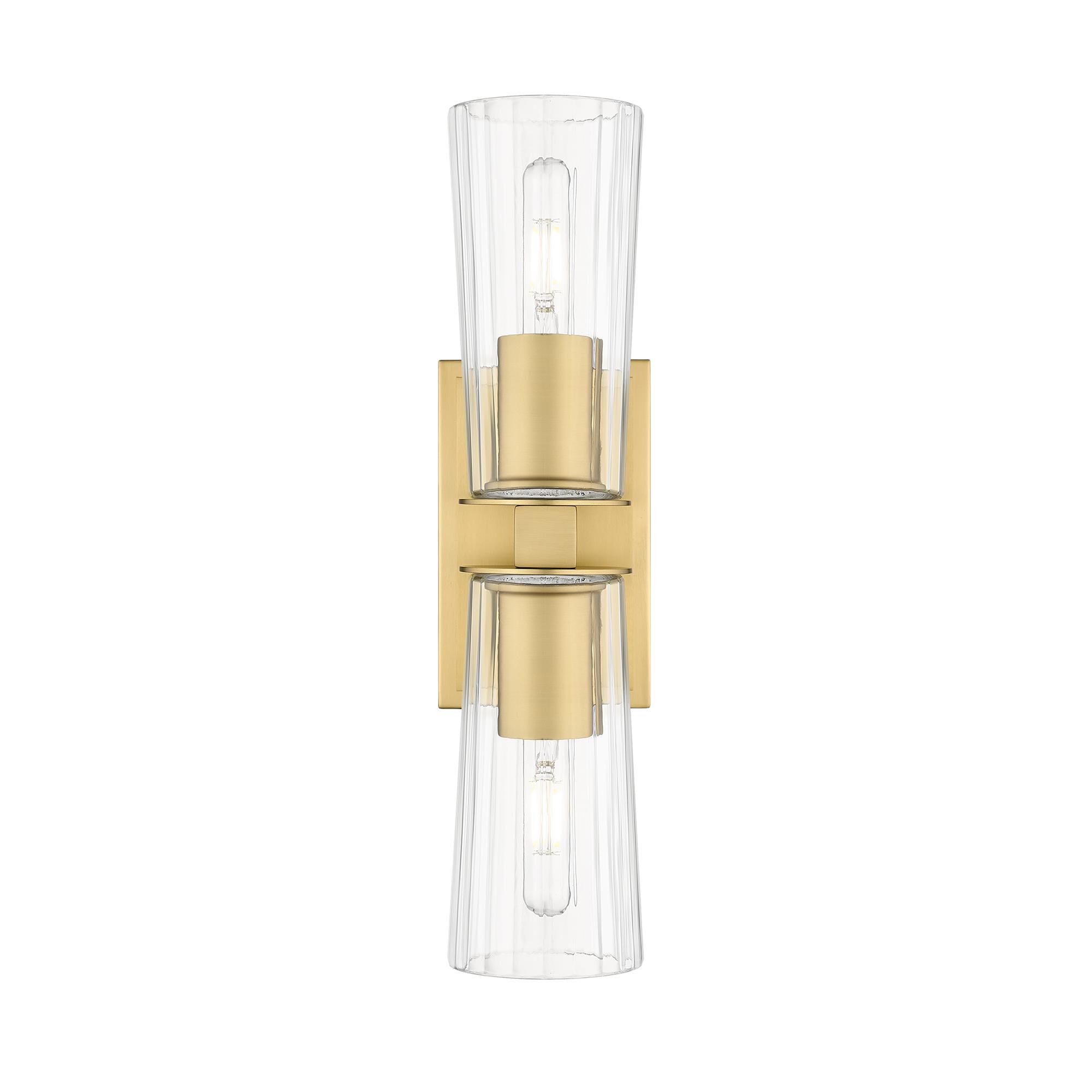 Shown in Modern Gold finish and Clear glass and Clear shade