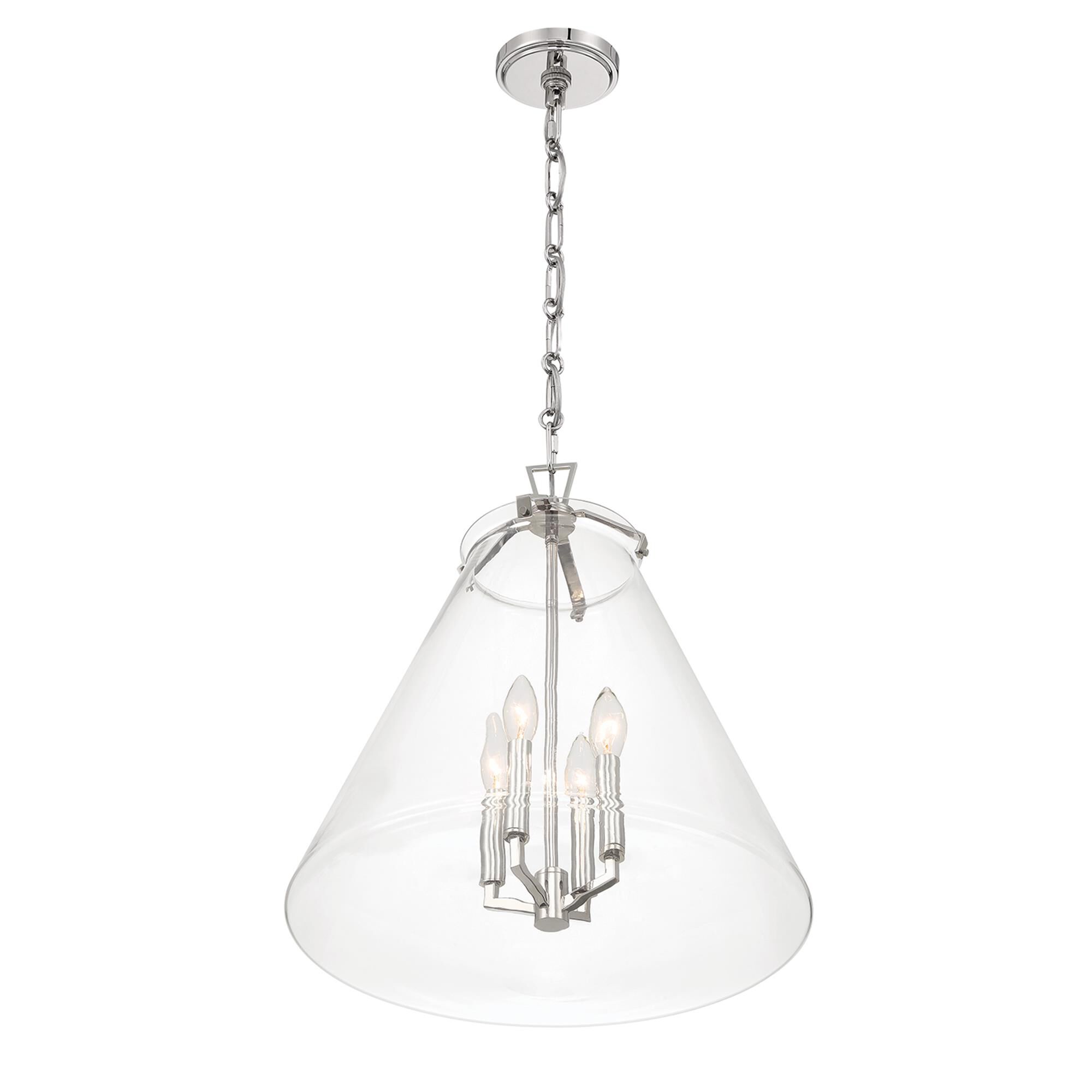 Shown in Polished Nickel finish and Clear glass
