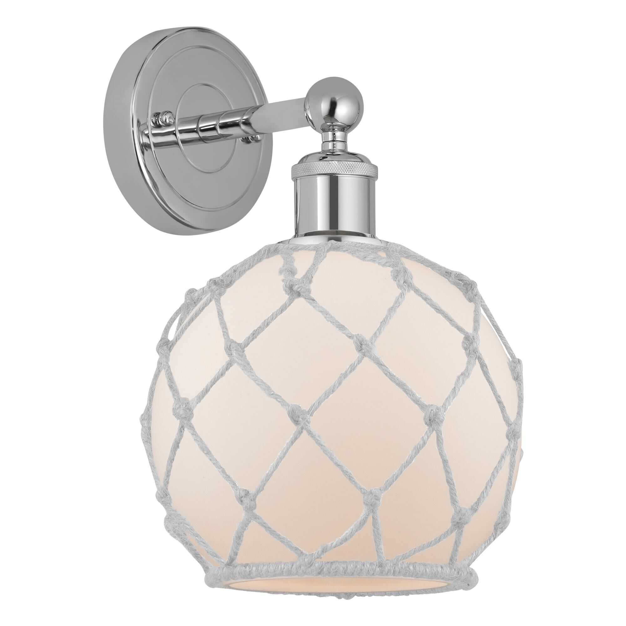 Shown in Polished Chrome finish and White with White Rope glass