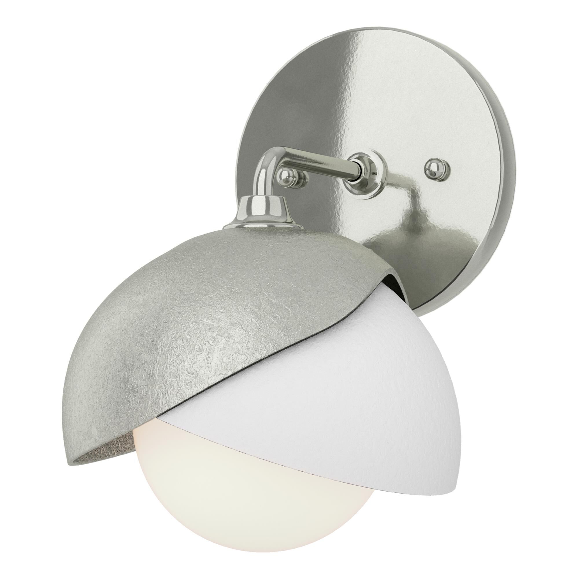 Shown in Sterling finish and Opal glass and White accent