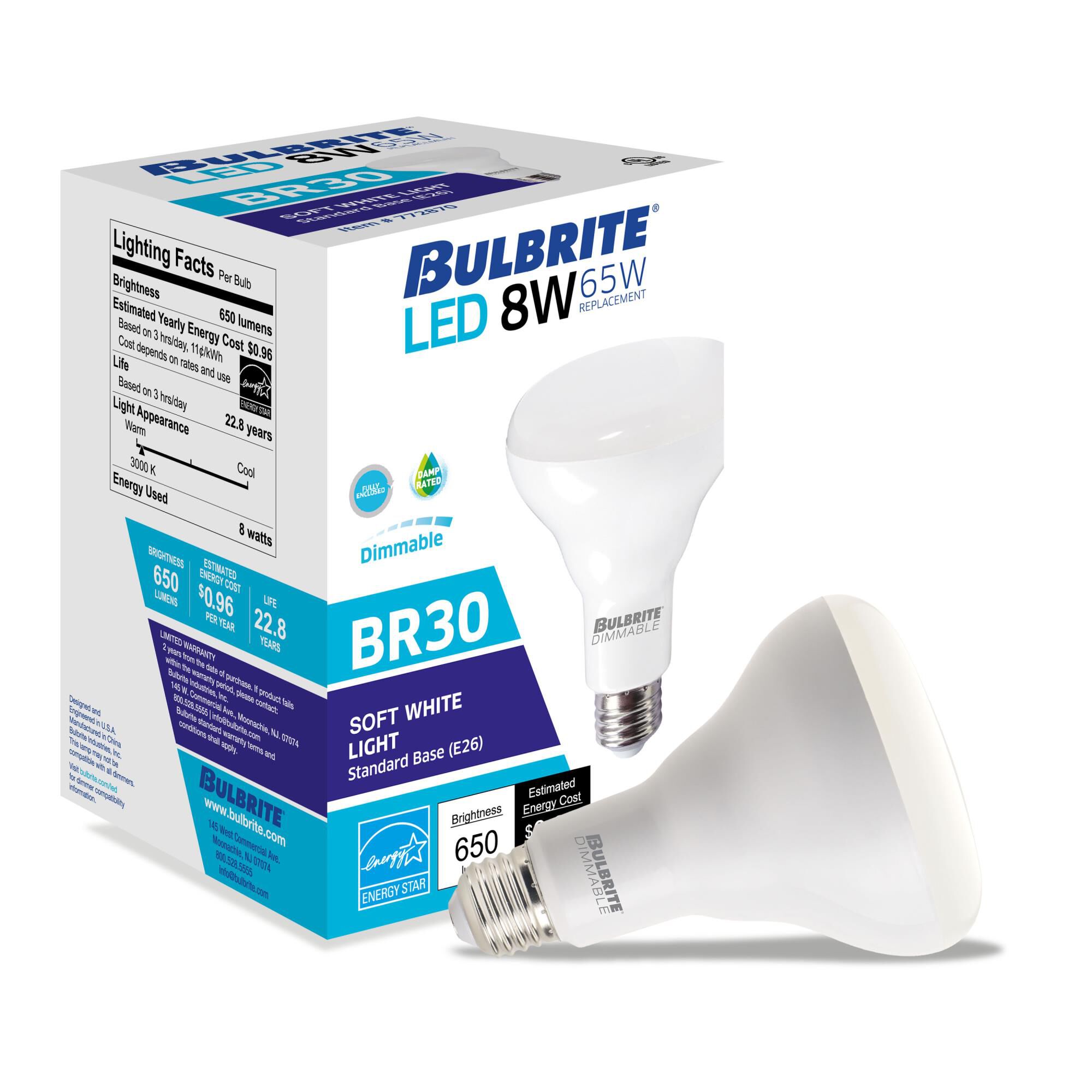 8 Watt 3000K BR30 LED Light Bulb by Bulbrite