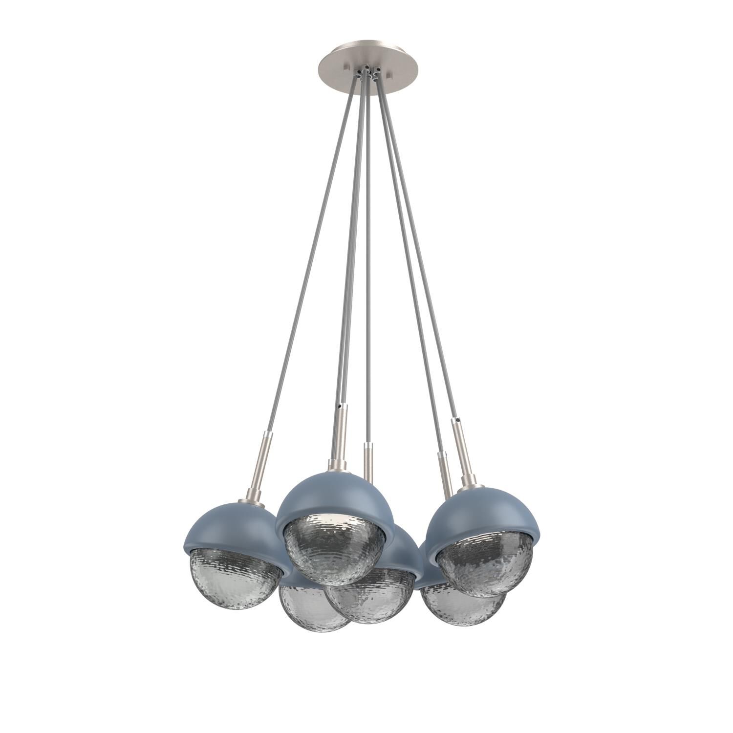 Shown in Beige Silver finish and Smoke glass and Poppy Blue accent