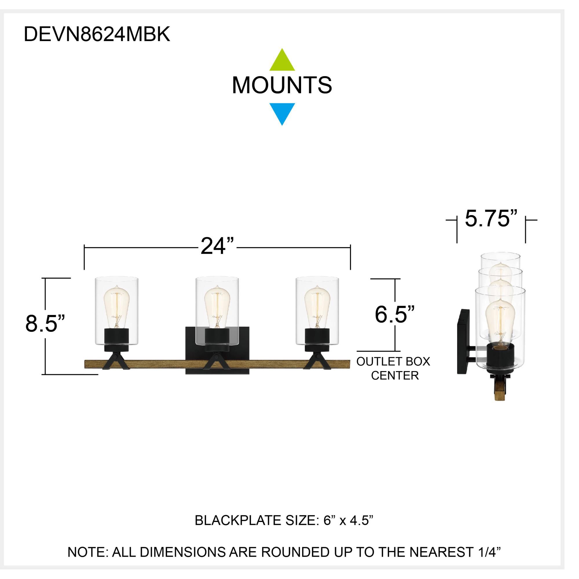 Devon Court 24 Inch 3 Light Bath Vanity Light by Quoizel