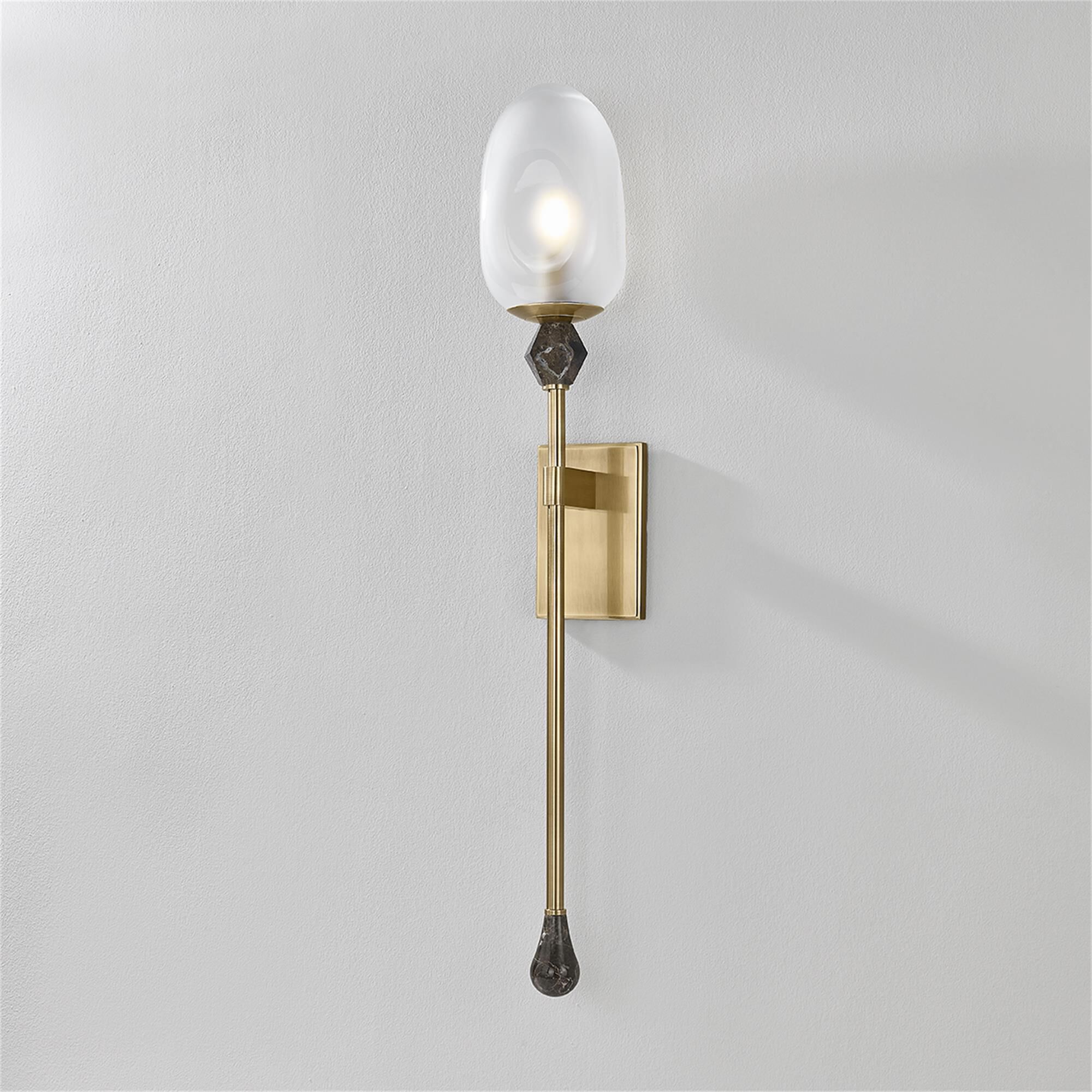 Shown in Vintage Brass finish and Clear Etched Inside glass