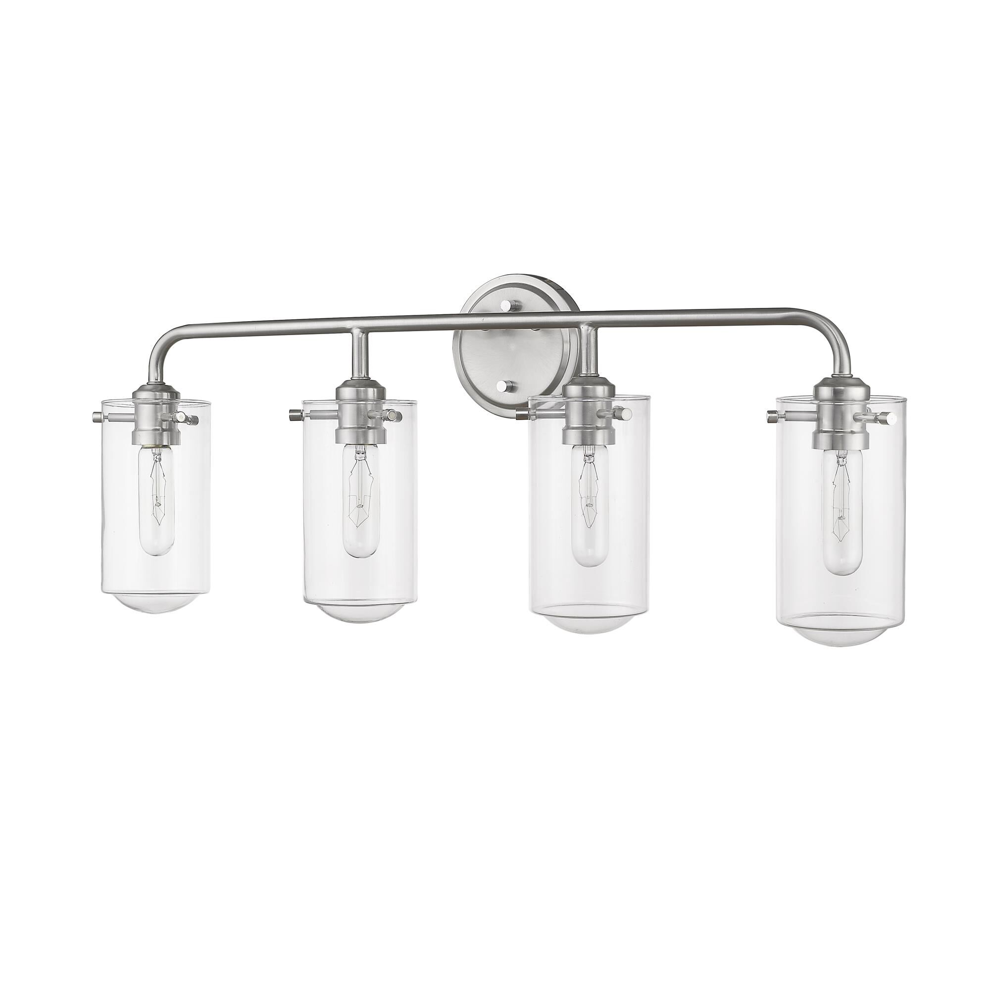 Shown in Brushed Nickel finish and Glass shade