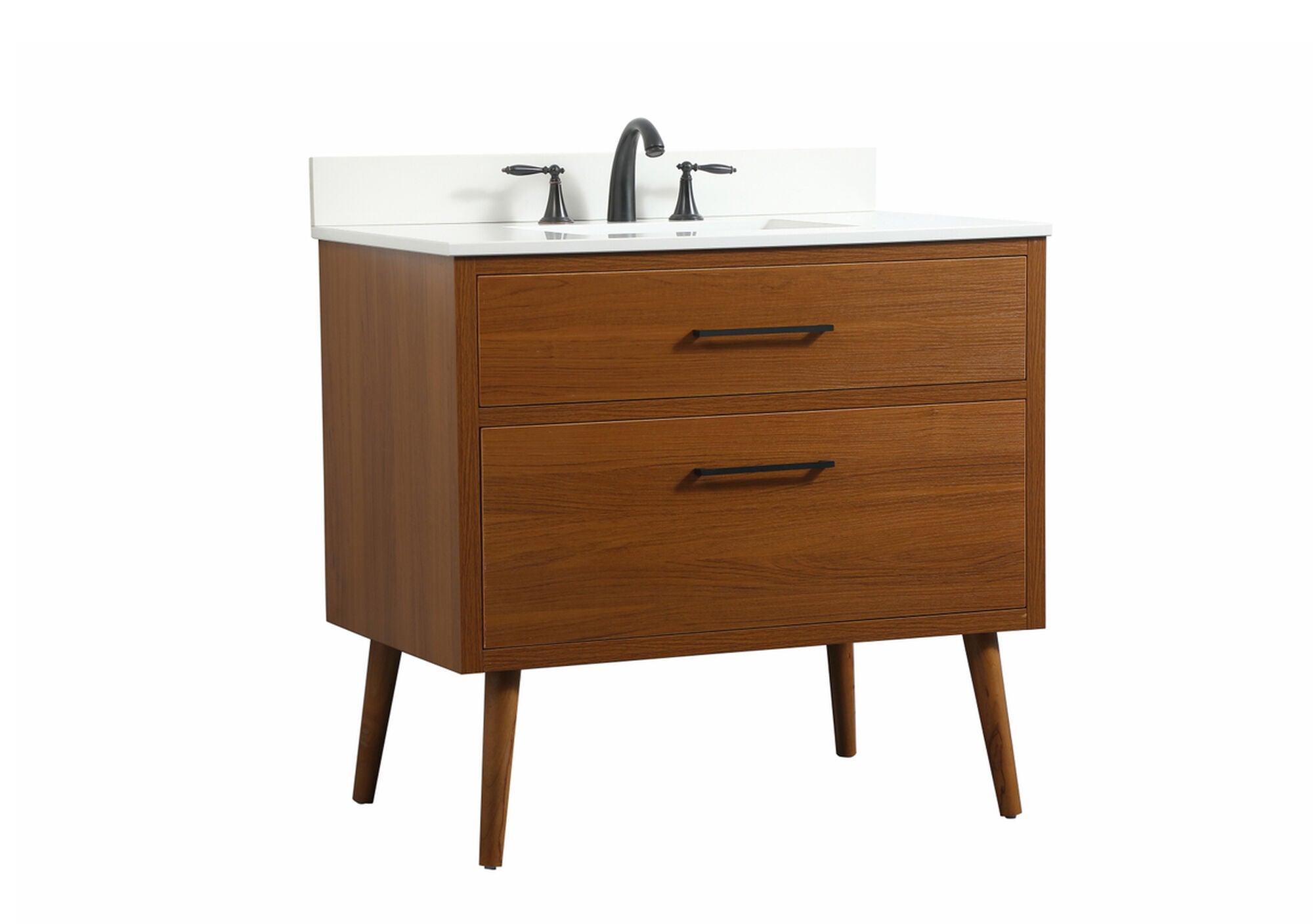 Shown in Teak finish and With Backsplash accent