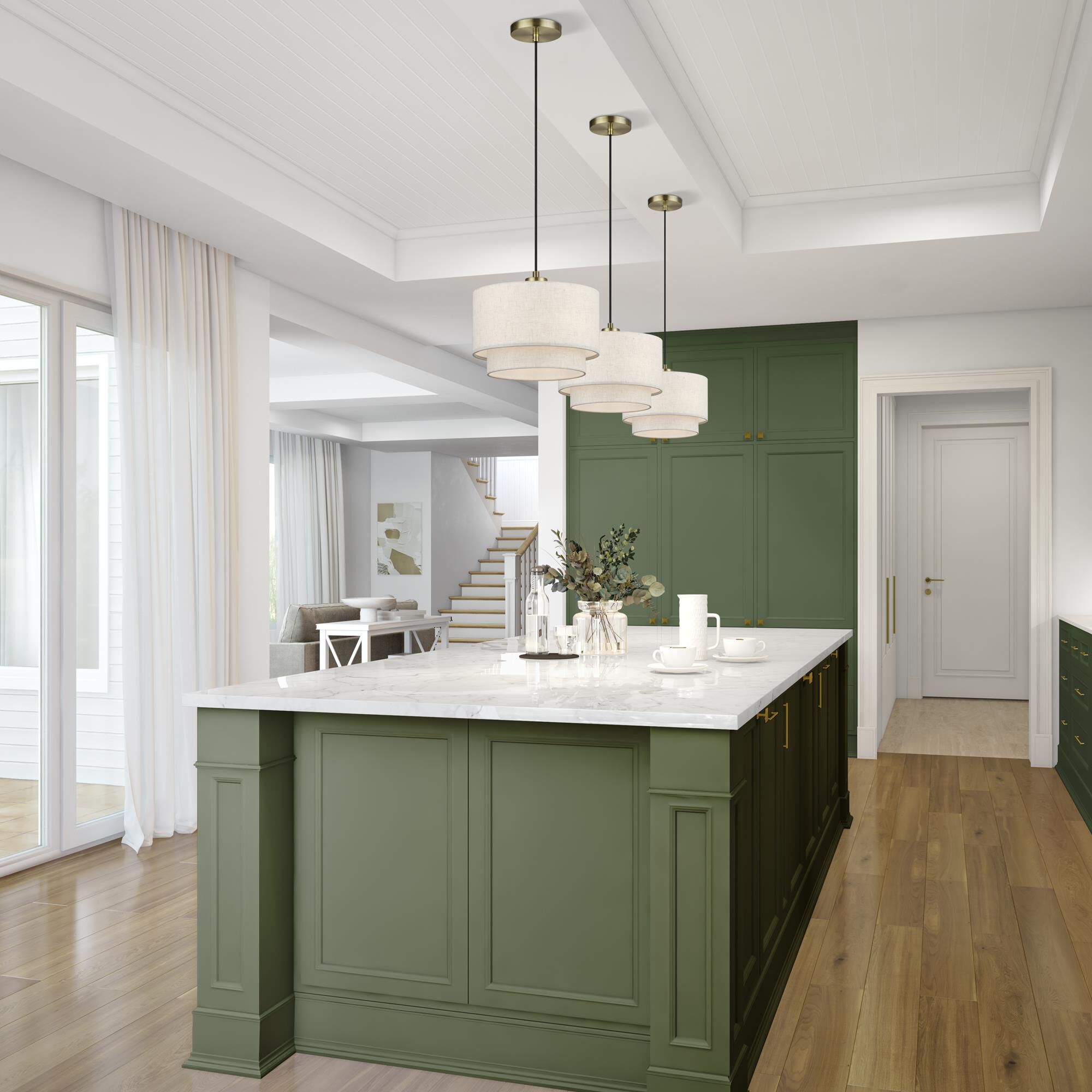 Shown in Antique Brass finish and Hand Crafted Oatmeal Color Fabric with White Color Inside shade