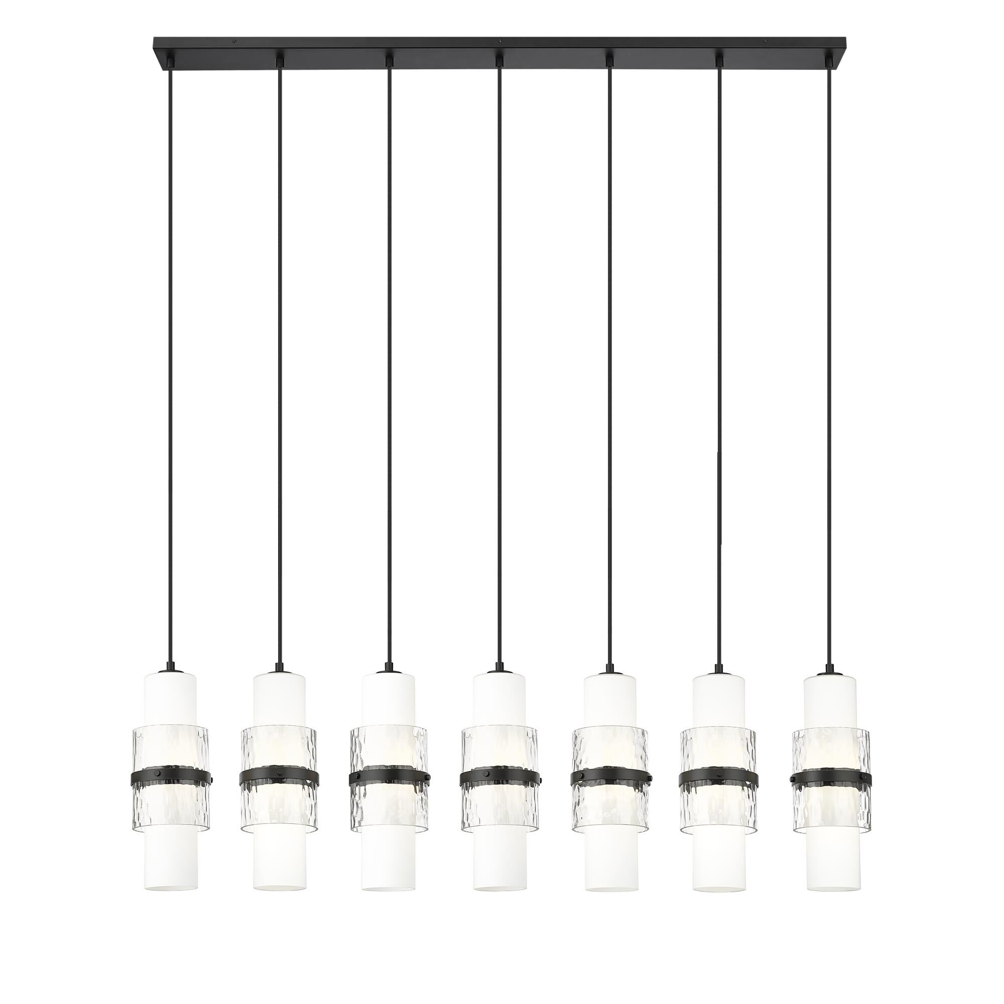 Shown in Matte Black finish and Clear + Etched Opal glass and Clear + Etched Opal shade