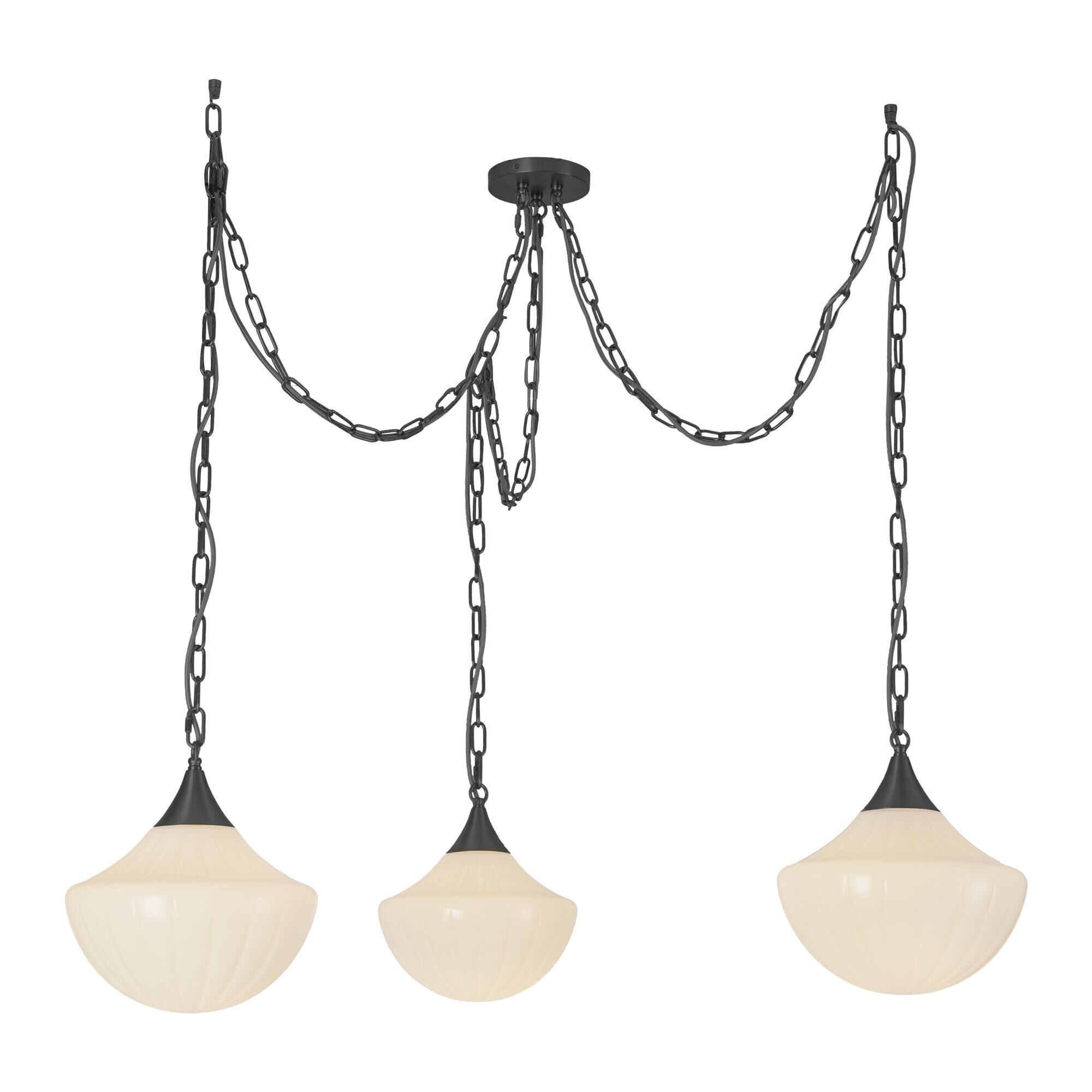 Shown in Matte Black finish and Glossy Ribbed Opal glass