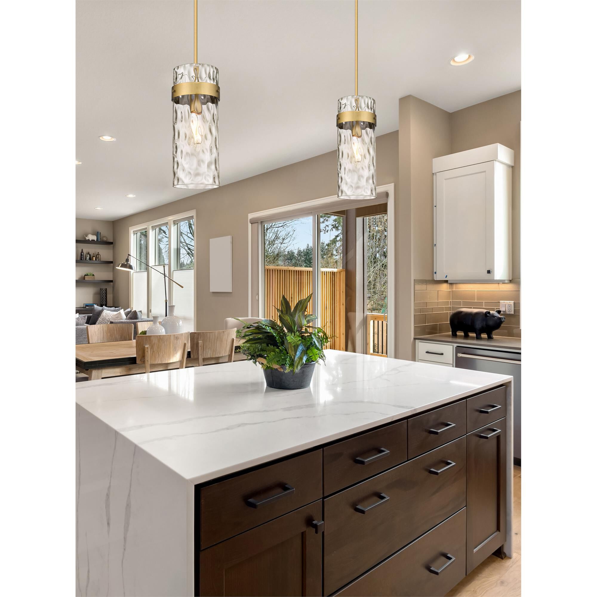Shown in Rubbed Brass finish and Clear glass and No Shade shade