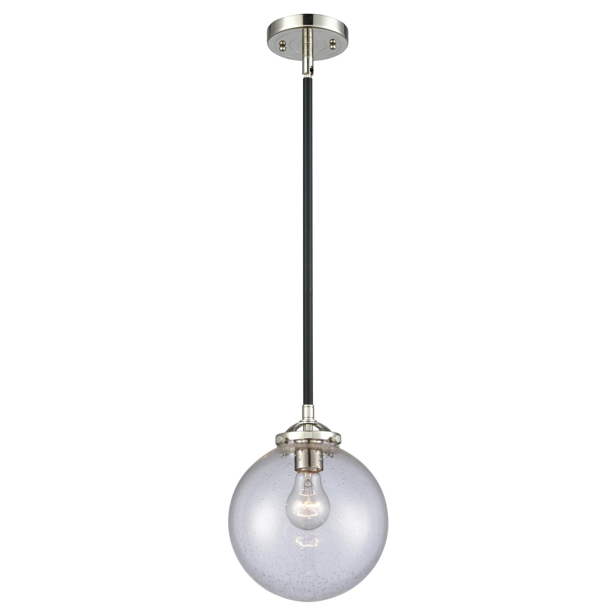 Shown in Black Polished Nickel finish and Seedy glass