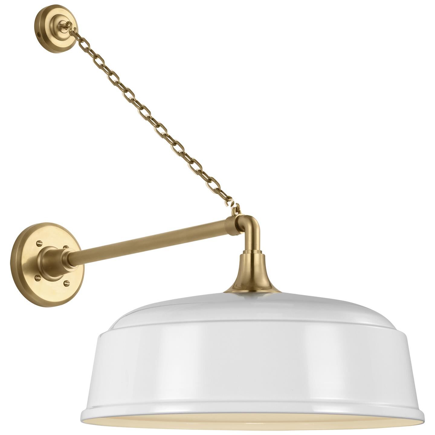 Shown in Hand-Rubbed Antique Brass finish and White Rockhouse shade