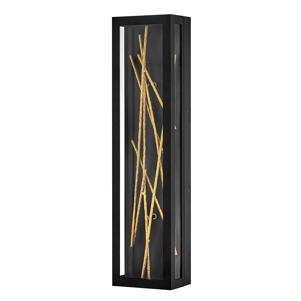 Shown in Black finish and Clear glass and Gold Leaf accent