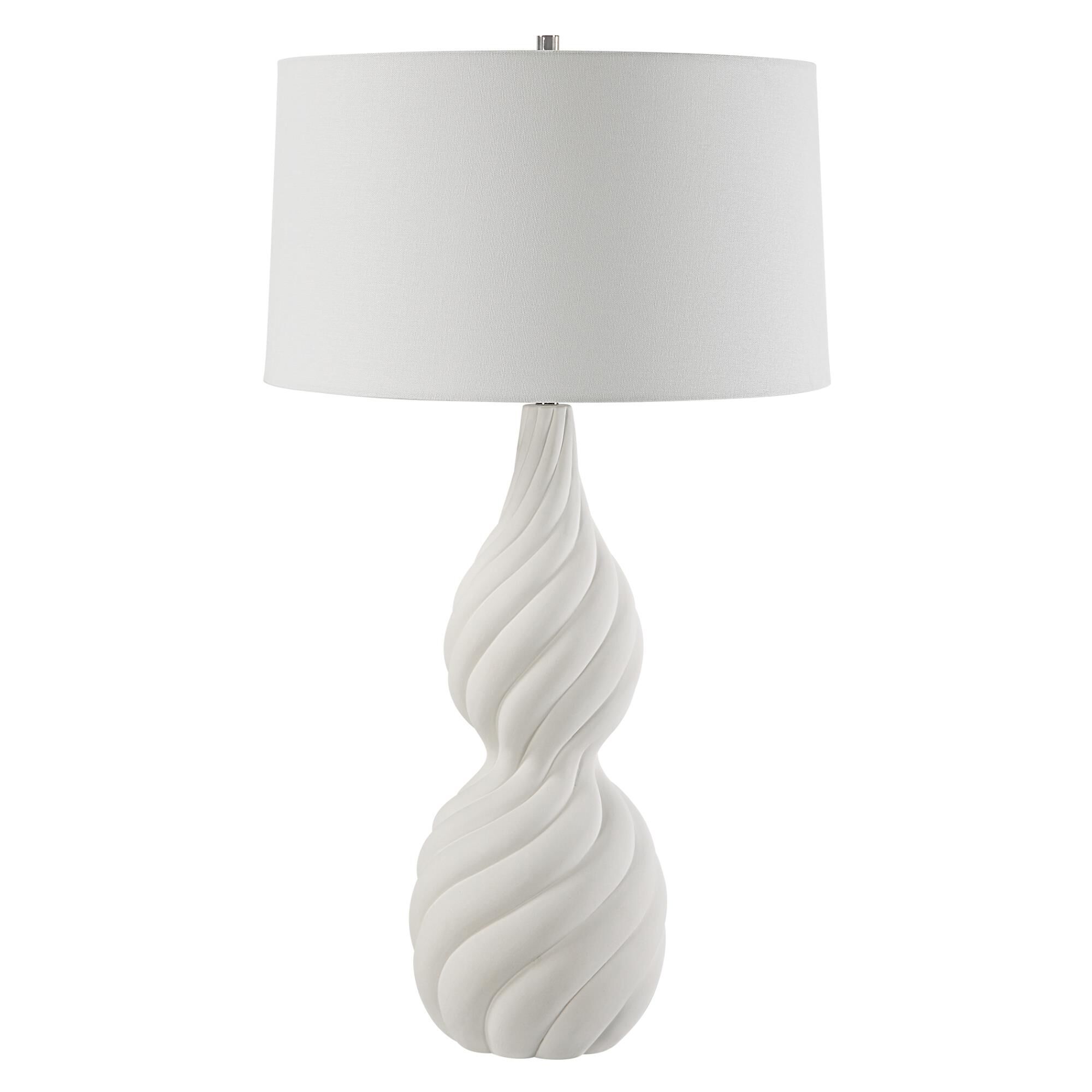 Shown in Swirl White finish and Round Hardback shade