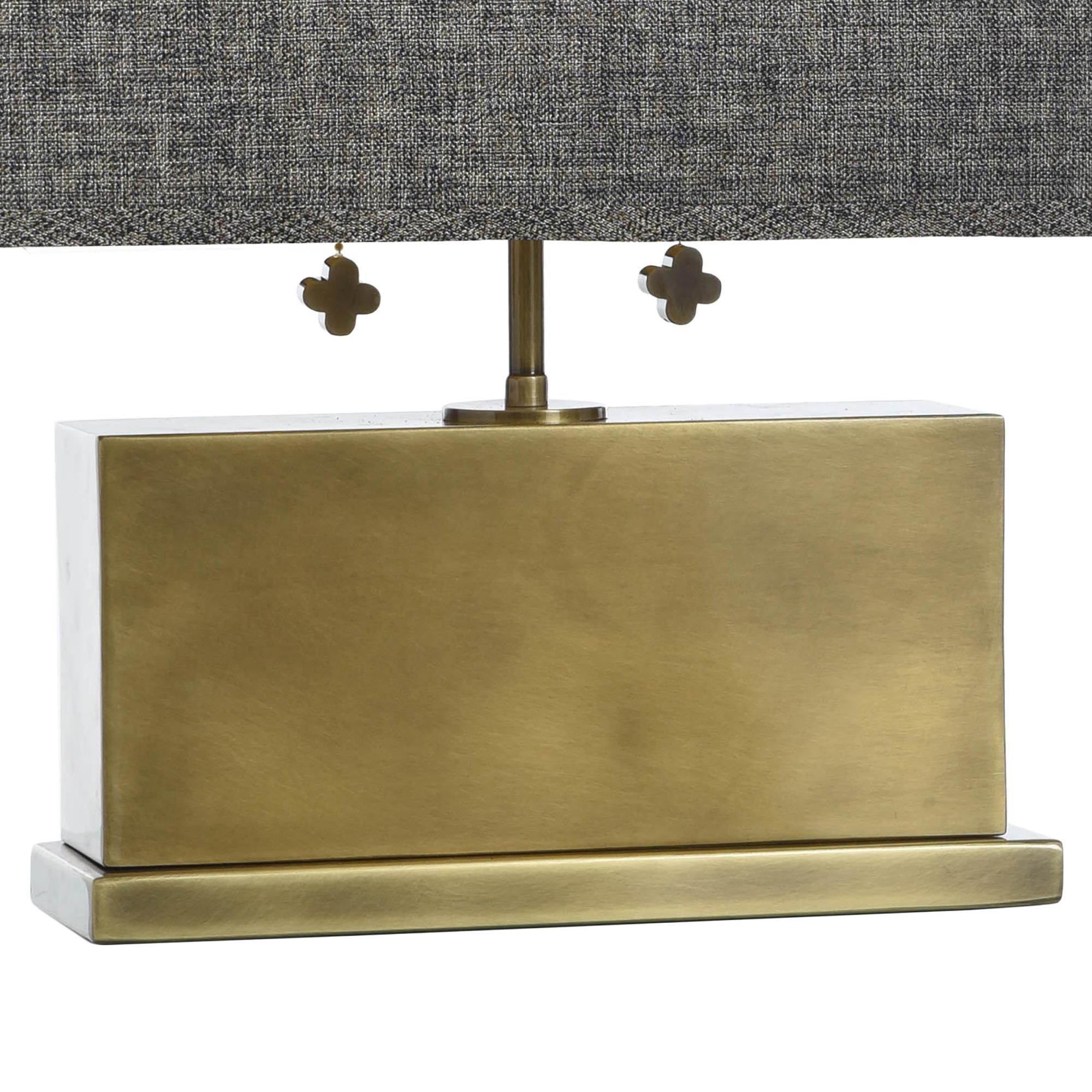 Shown in Polished Brass finish and Dark Brown shade