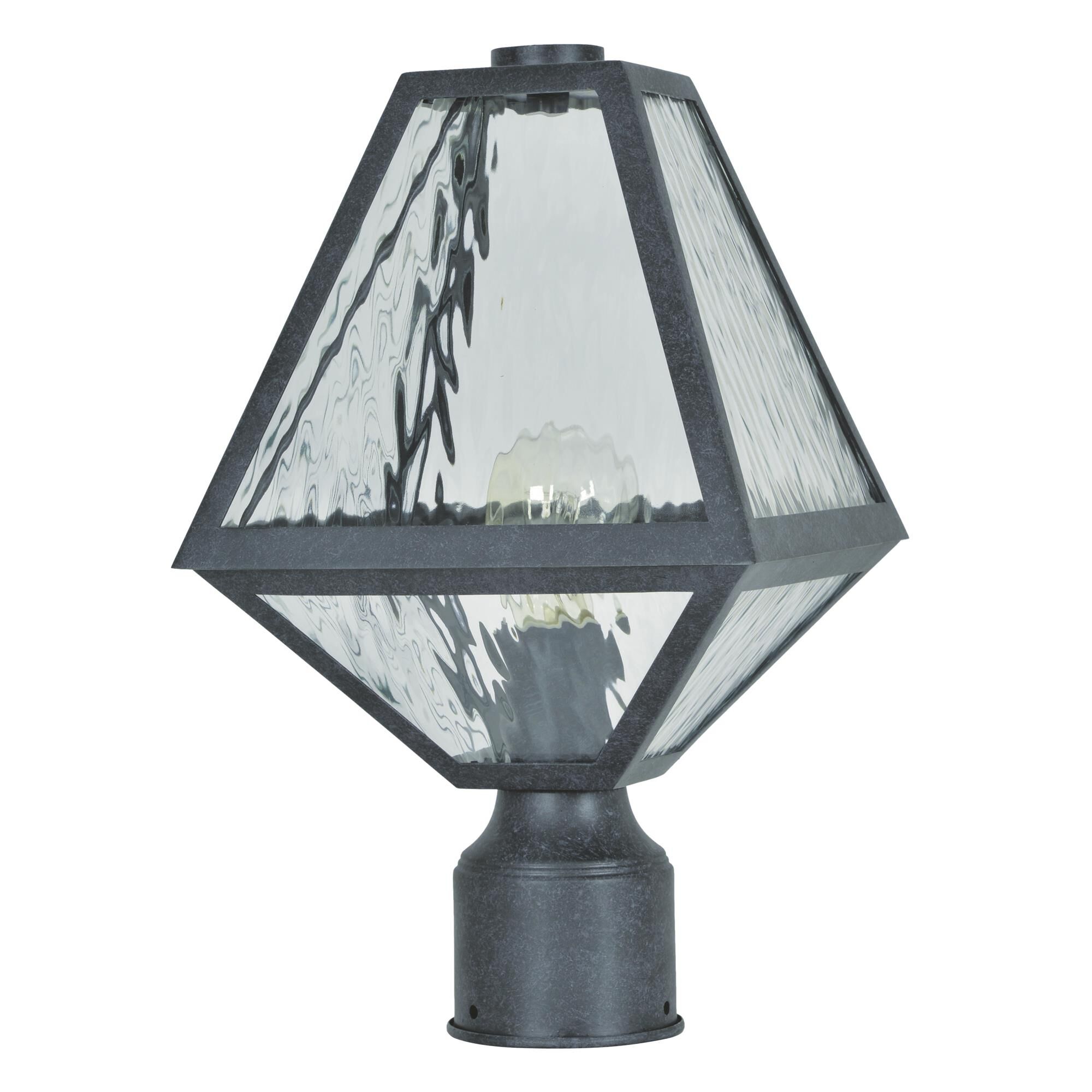 Shown in Black Charcoal finish and Water  Panels glass and Water Glass Panels shade