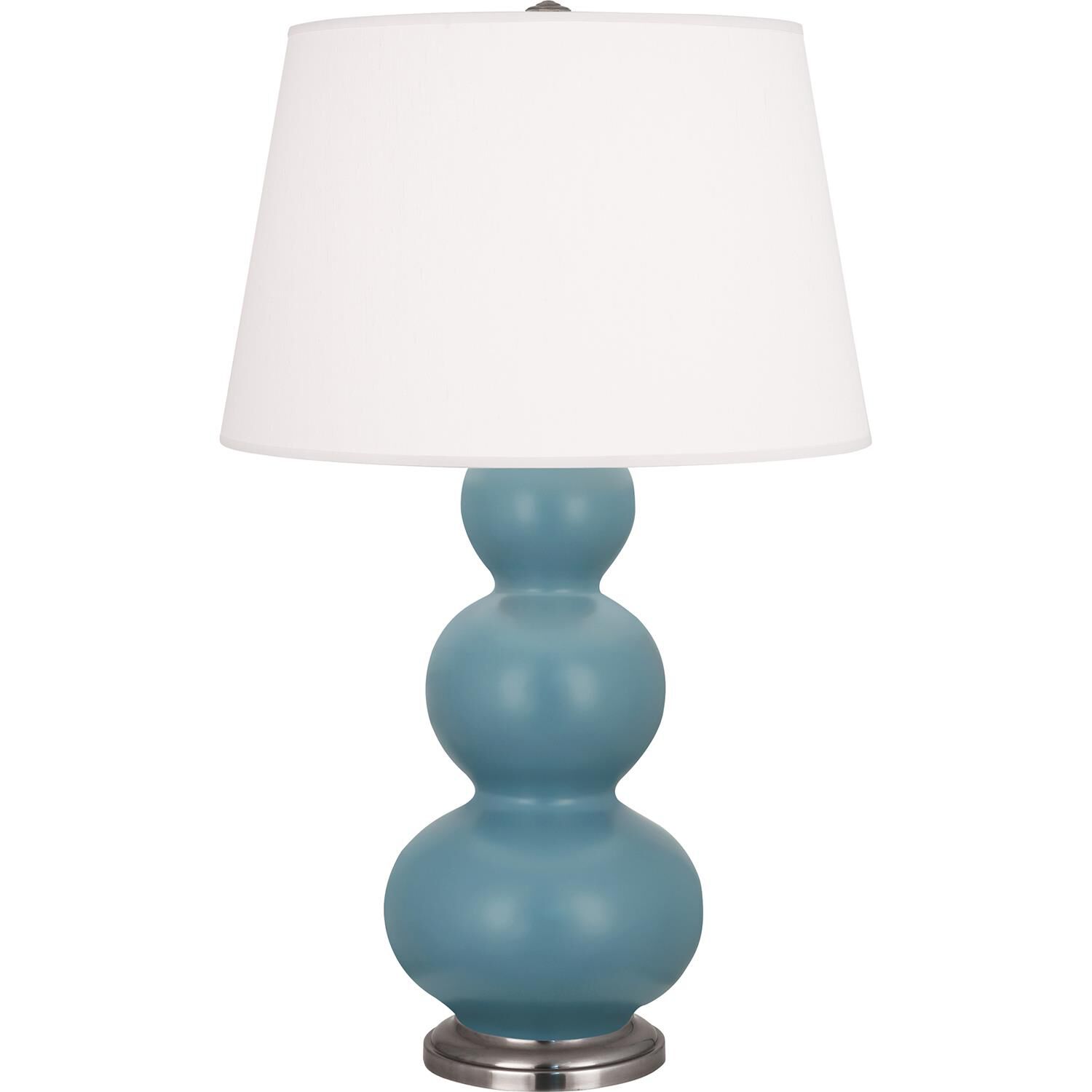 Shown in Matte Steel Blue finish and Pearl shade and Antique Silver accent